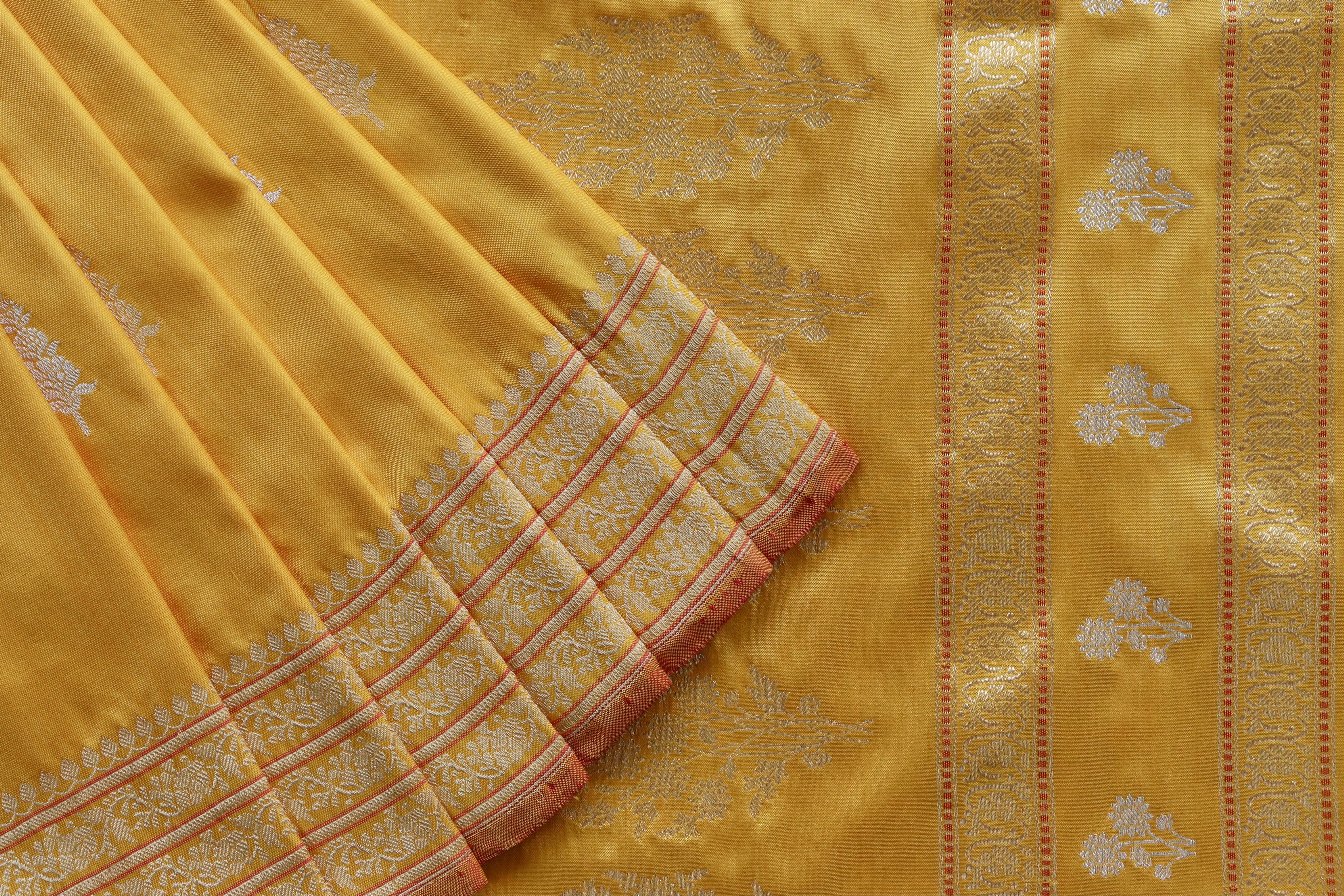 Yellow Kadhua Motif Pure Silk Handloom Banarasi Saree