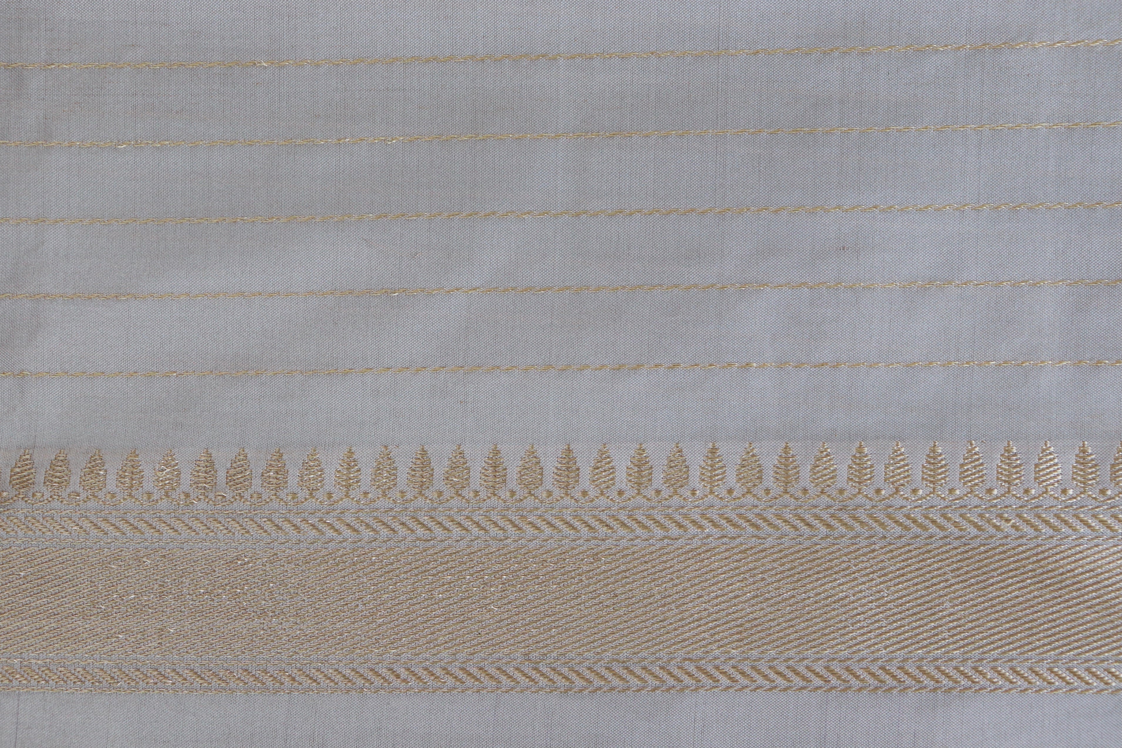 Gold & Grey Tissue With Meenadar Silk Kadiyal Banarasi Saree