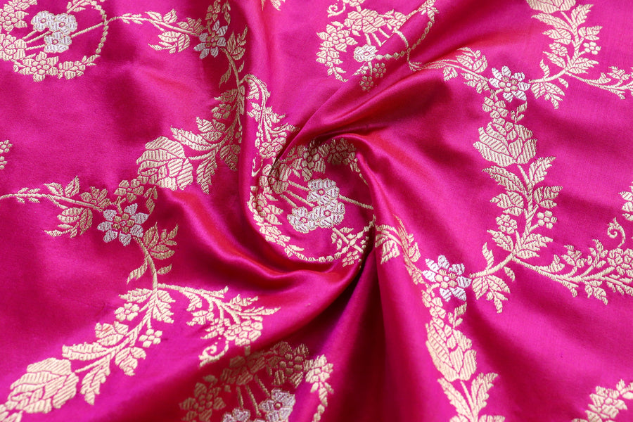 Pink Jangla Pure Silk Handloom Banarasi Dupatta