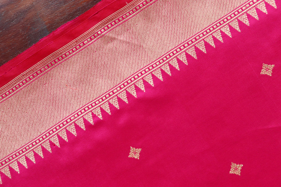 Rani Pink Meenadar Kadhua  Pure Silk Handloom Banarasi Saree