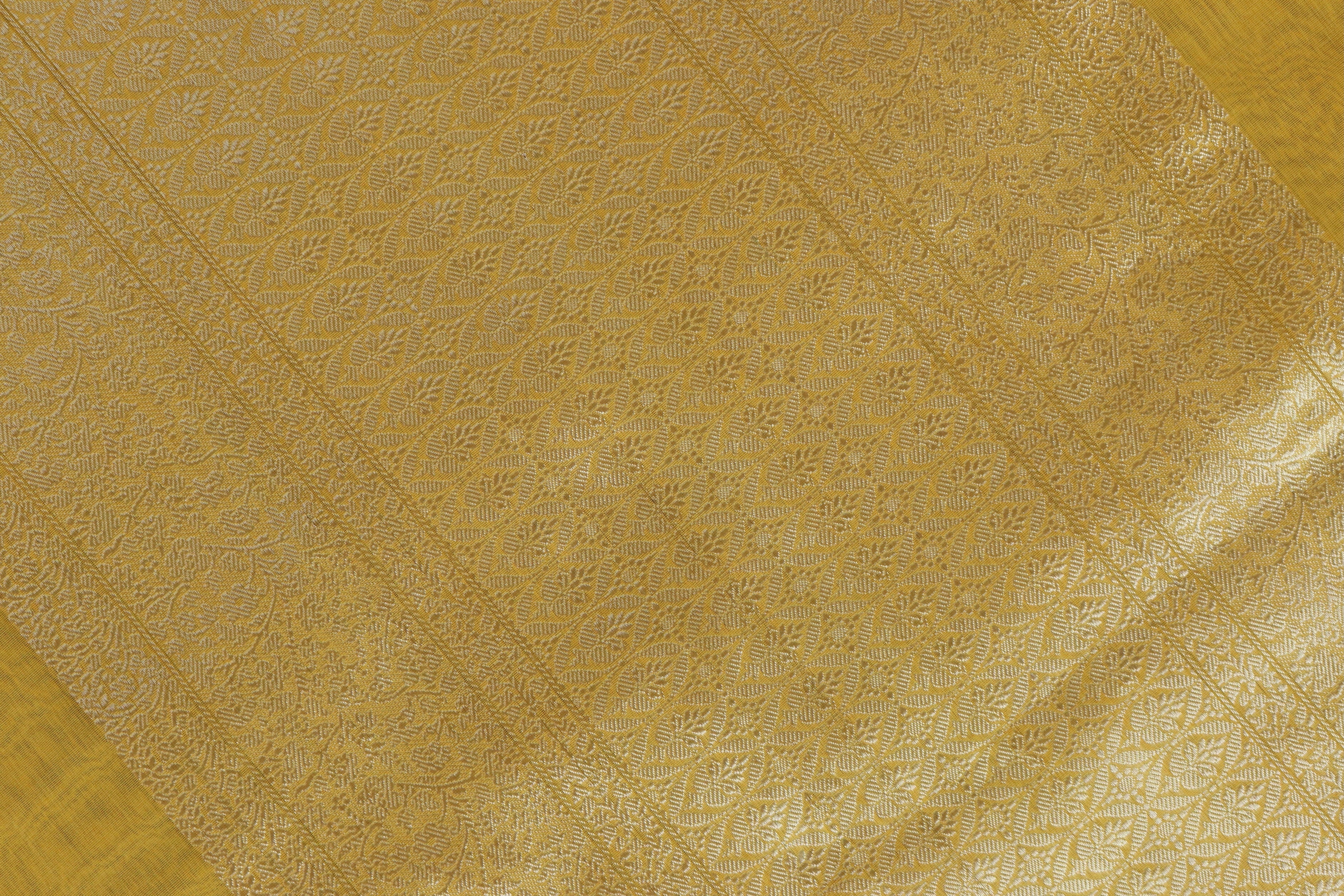 Mango Yellow Kuniya Organza Silk By Cotton Handloom Saree