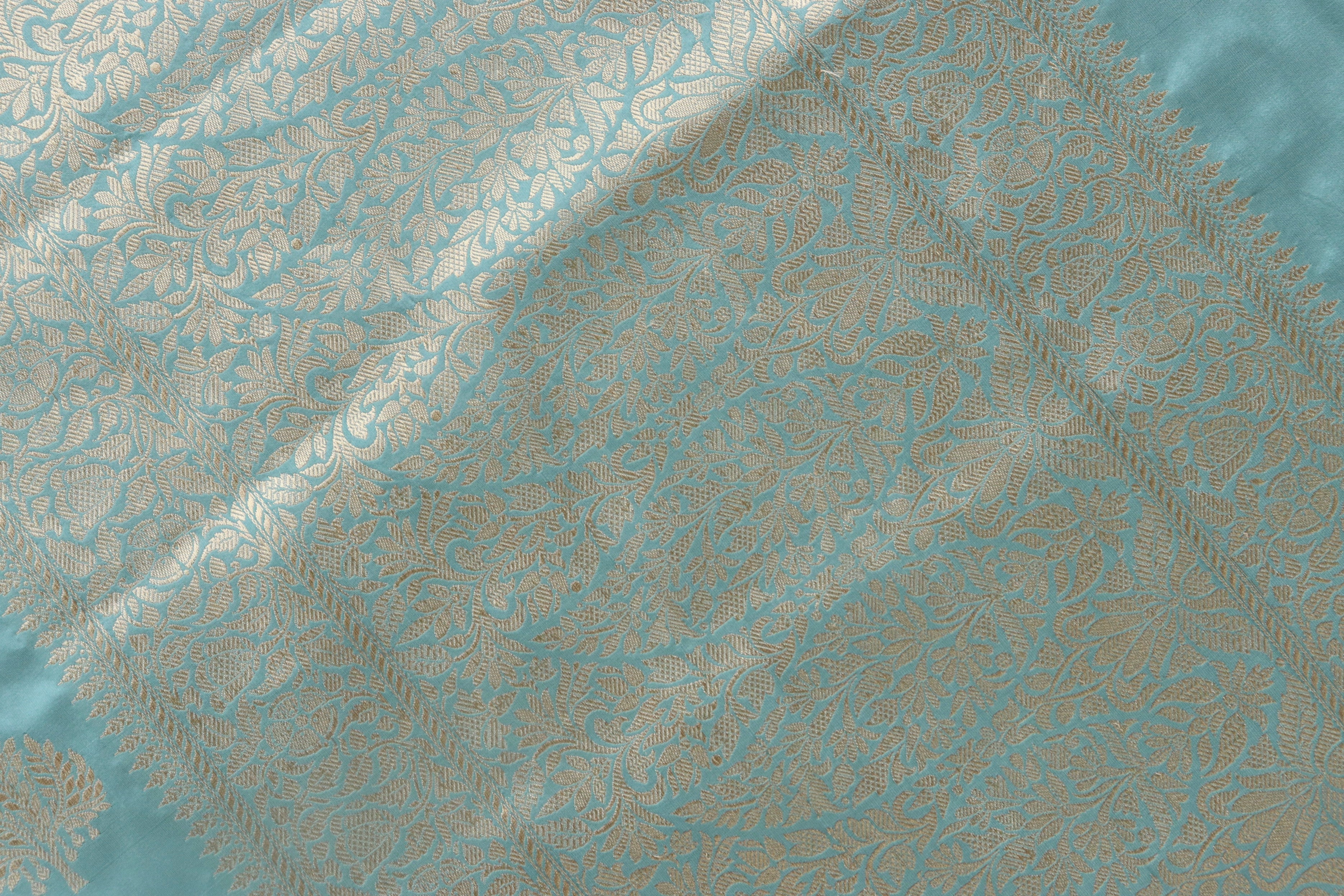 Sky Blue Kadhua Motif Pure Silk Handloom Banarasi Saree