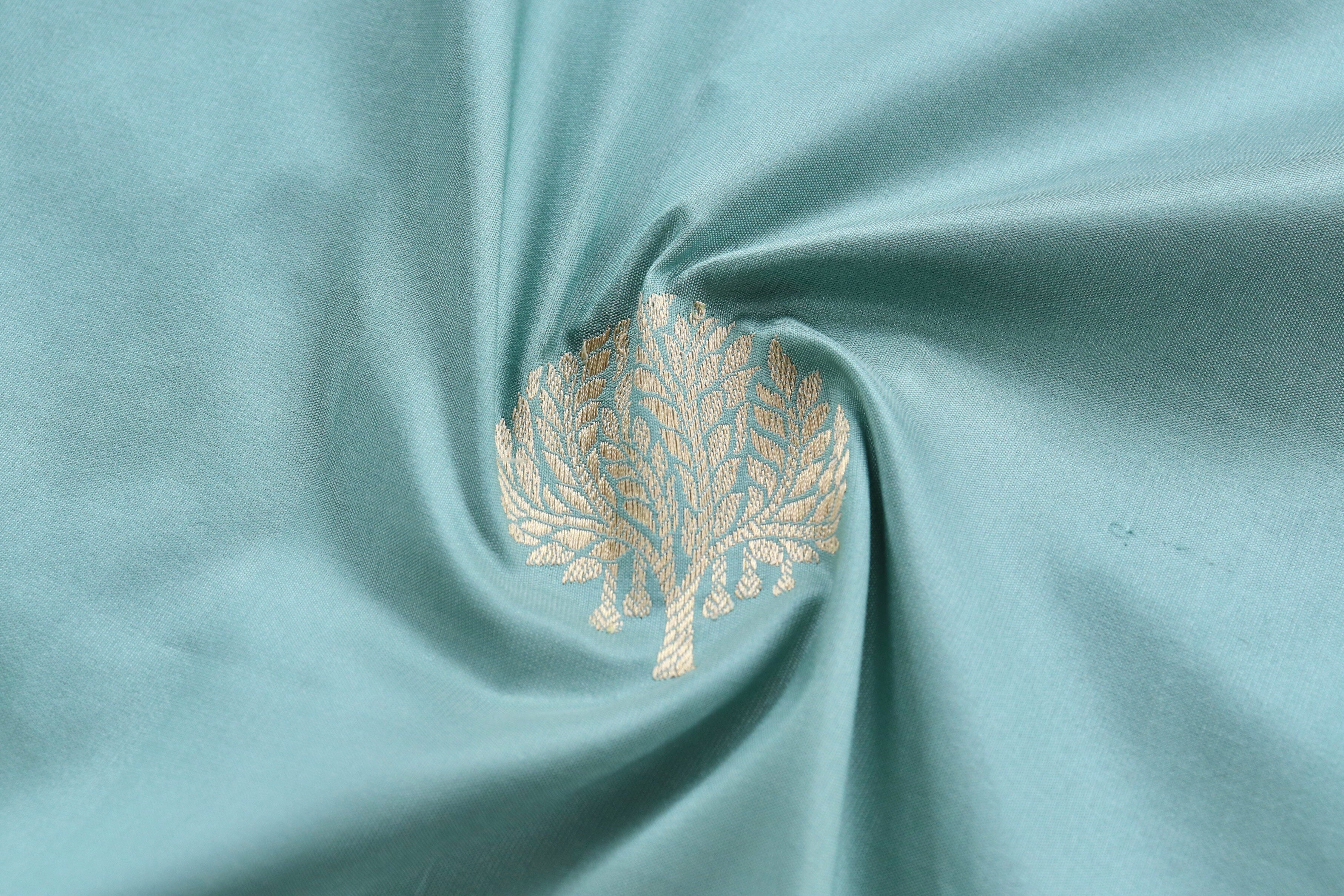 Sky Blue Kadhua Motif Pure Silk Handloom Banarasi Saree