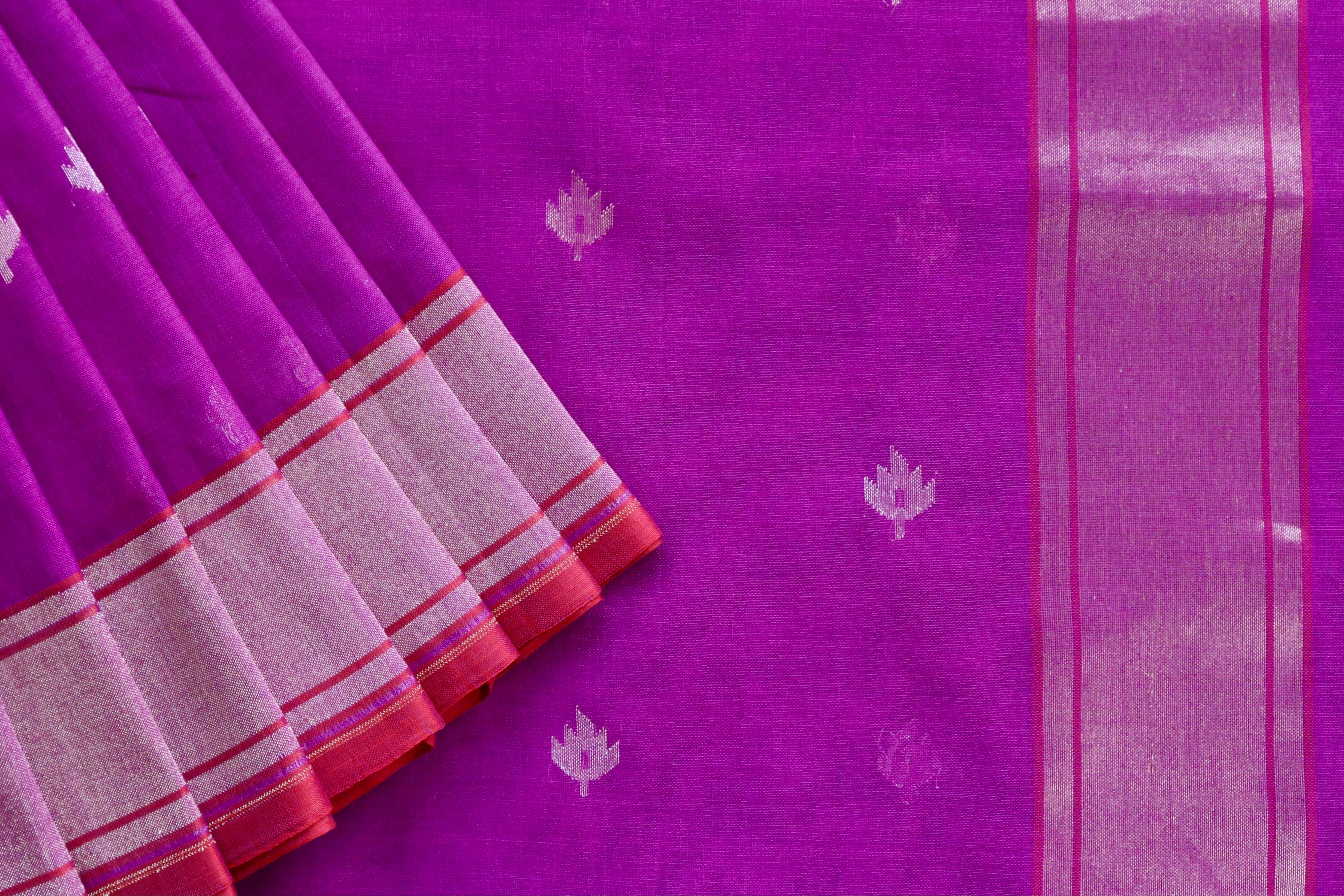 Purple Kadhua Pure Cotton Handwoven Saree