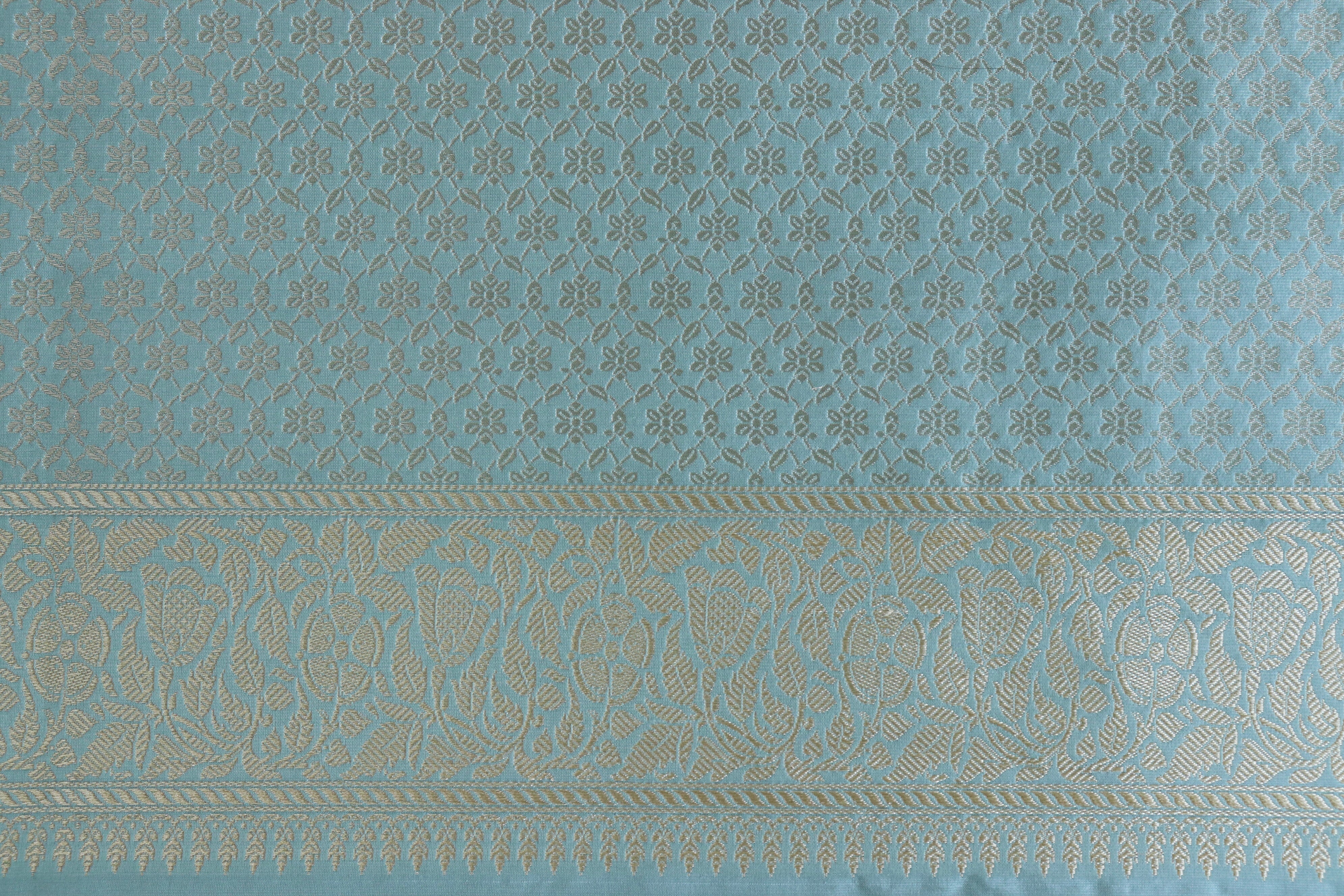 Powder Blue Kadhua Motif Pure Silk Handloom Banarasi Saree