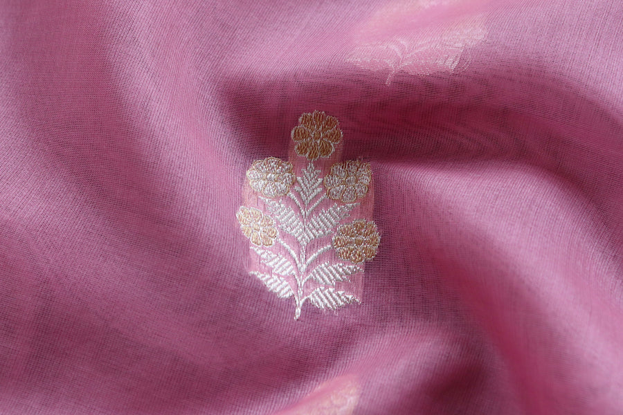 Pink Kadhua Pure Kora Silk Banarasi Saree | Stuti Weaves