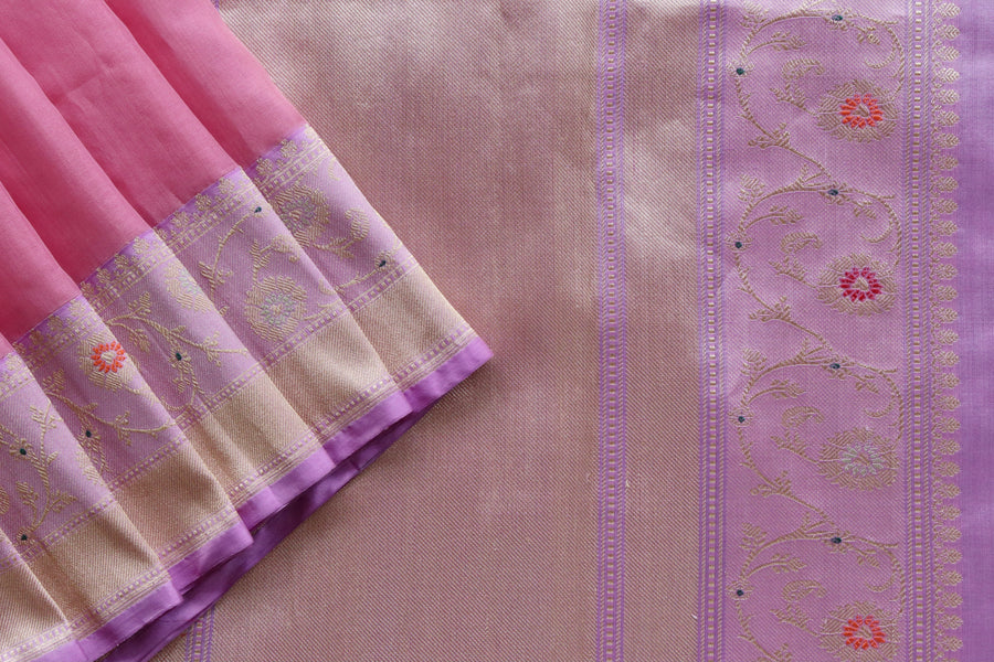 Pink Kadhua Pure Kora Silk Banarasi Saree | Stuti Weaves