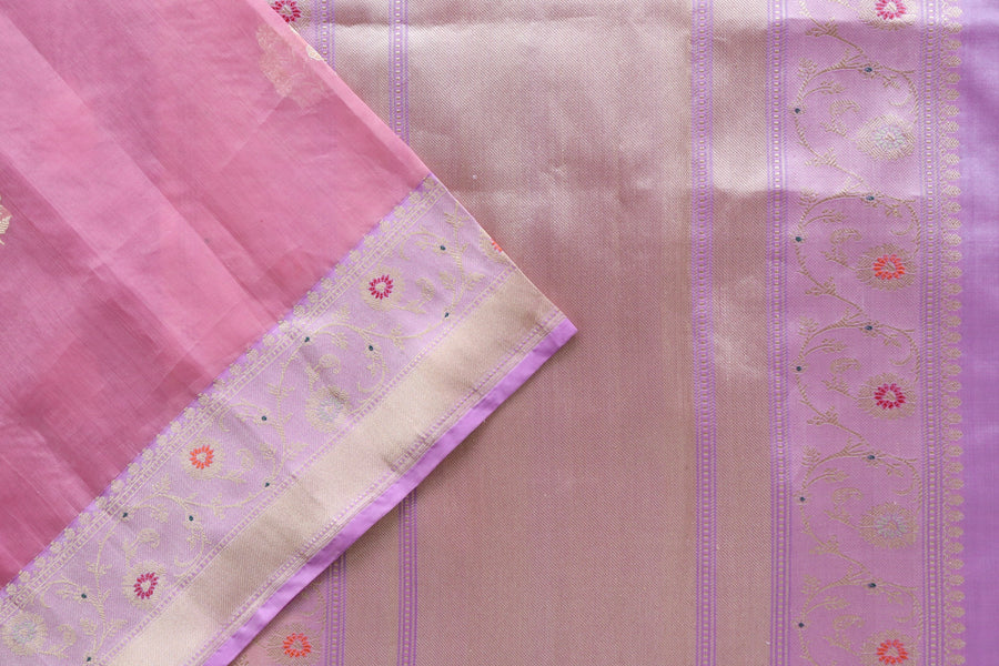 Pink Kadhua Pure Kora Silk Banarasi Saree | Stuti Weaves