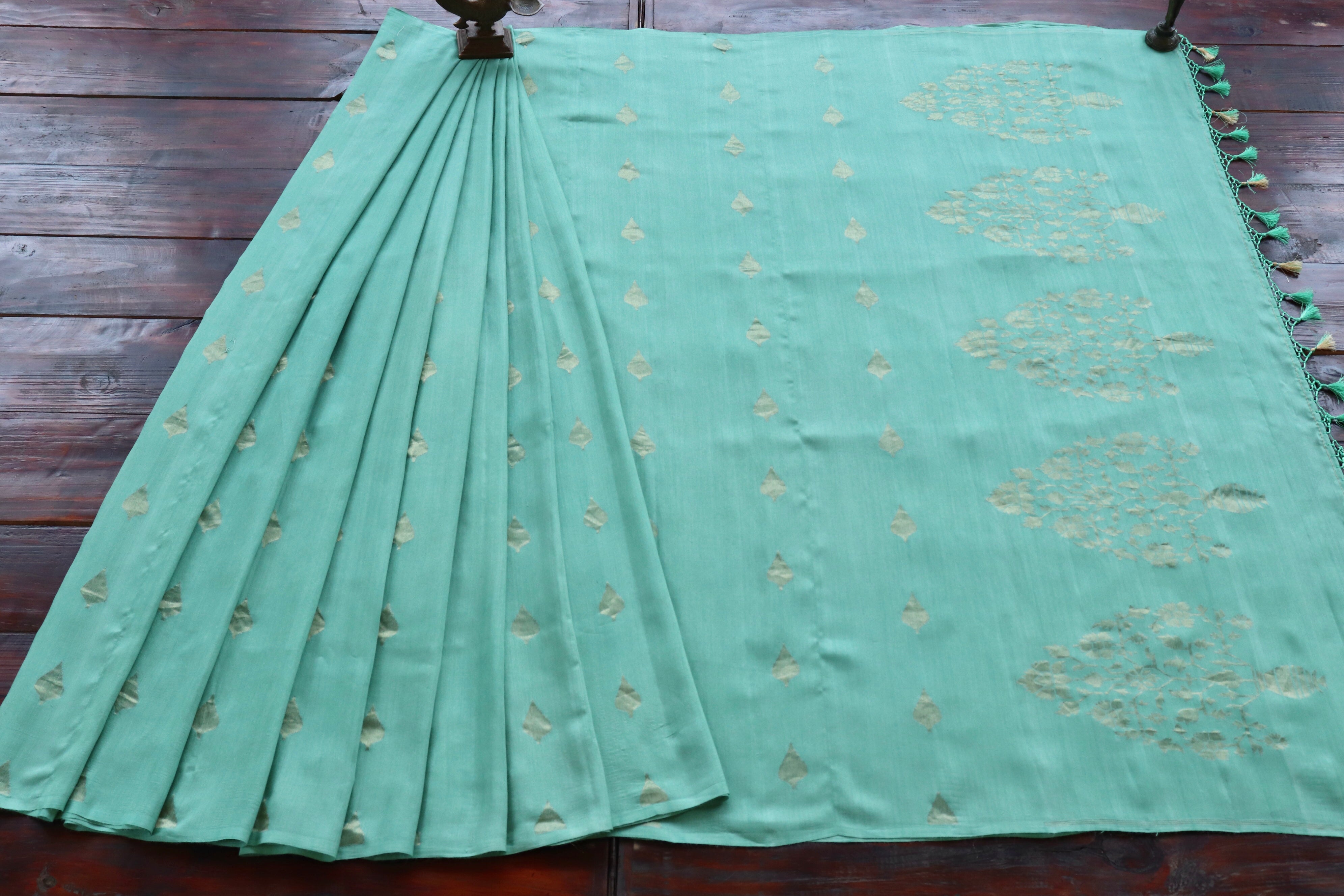 Pastel Green Munga Silk Banarasi Handloom Saree