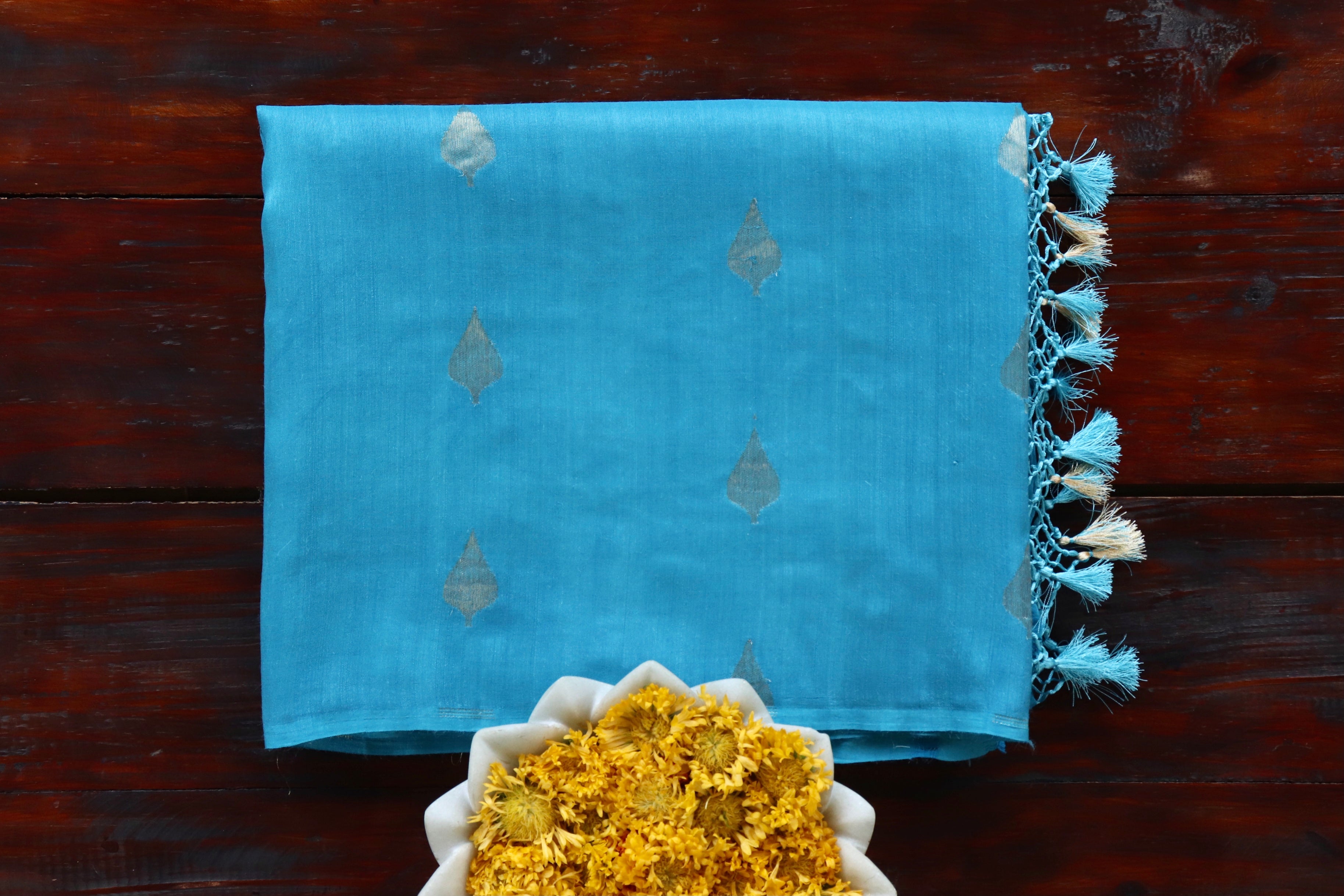 Blue Munga Silk Handloom Banarasi Saree