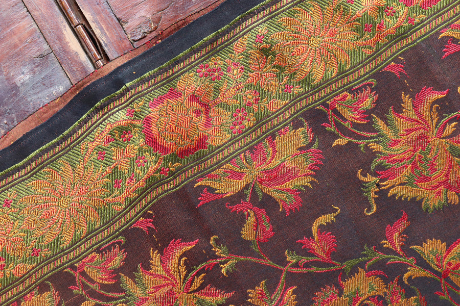 Multi Colour Brown Jamawar Tanchoi Satin Silk Saree