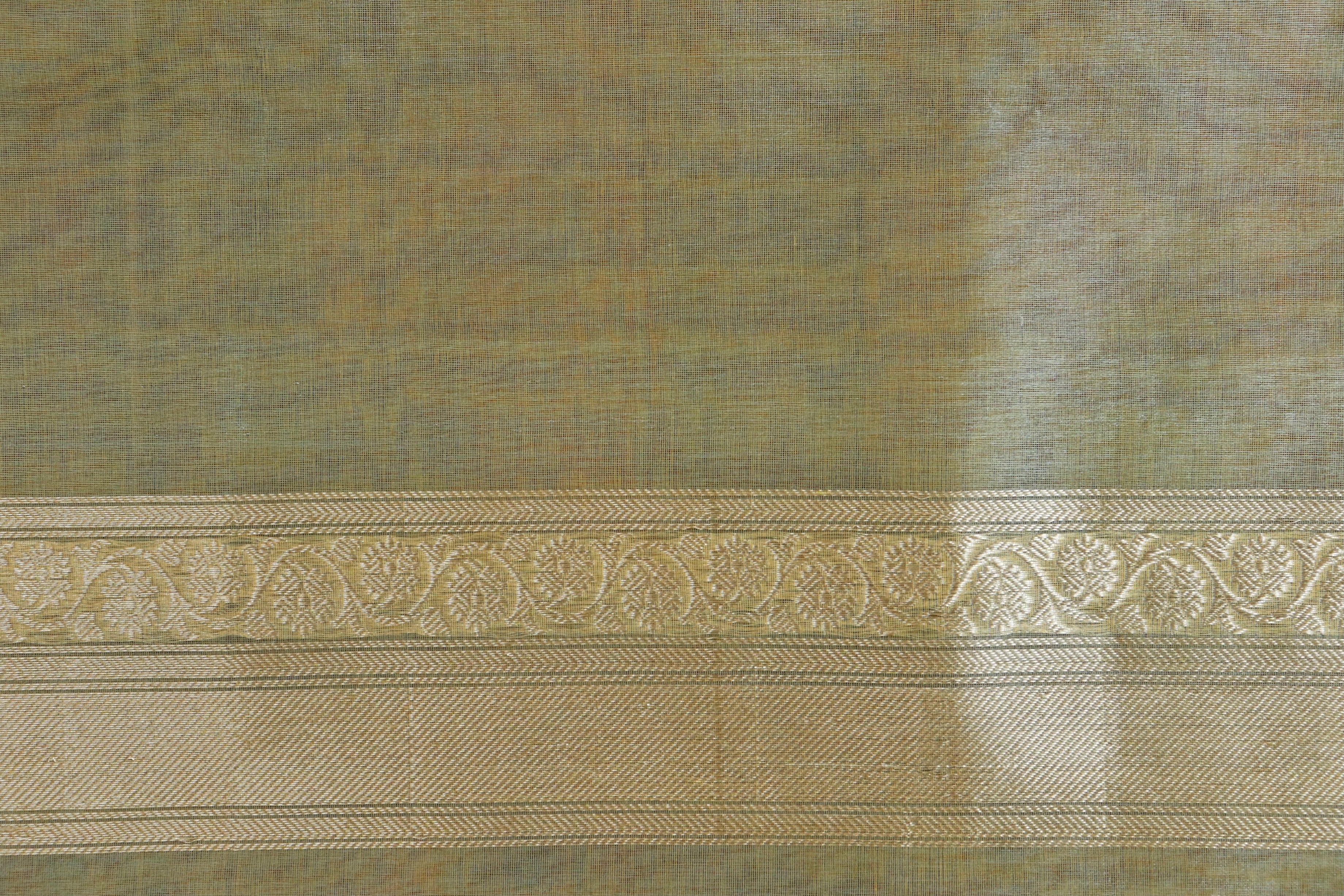 Grey Kora Silk Leaf Motif Handloom Banarasi Saree