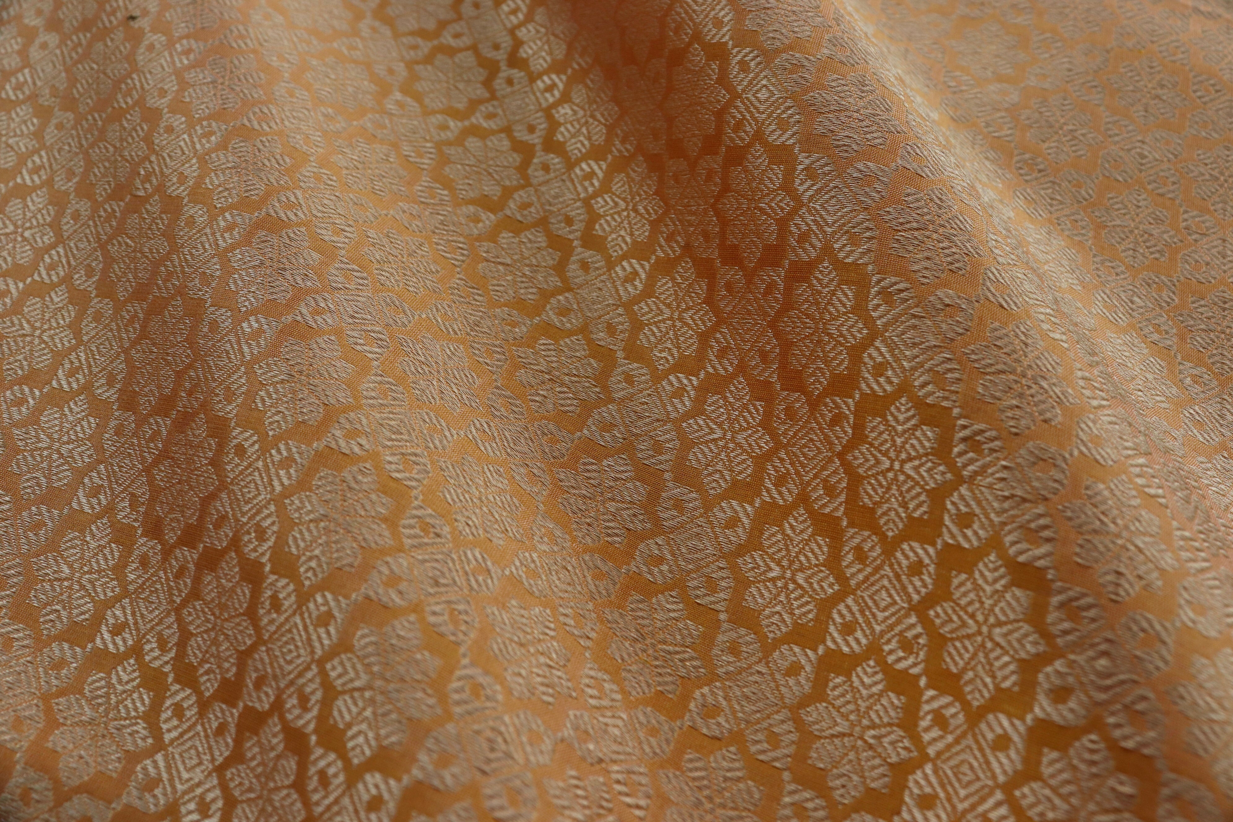 Merigold Pure Katan Silk Handloom Banarasi Fabric Thaan