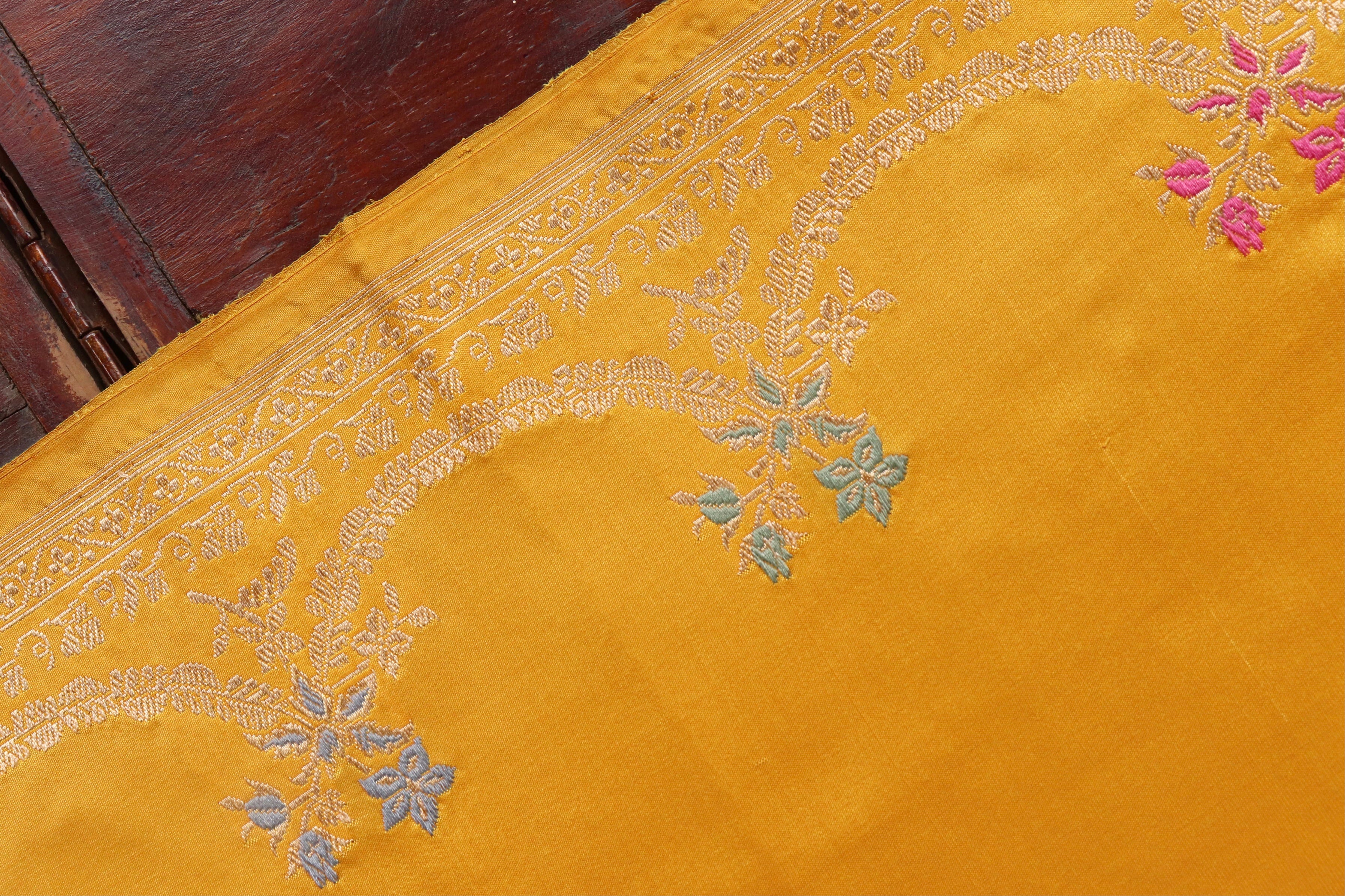 Yellow Meenadar Pure Silk Handloom Banarasi Saree