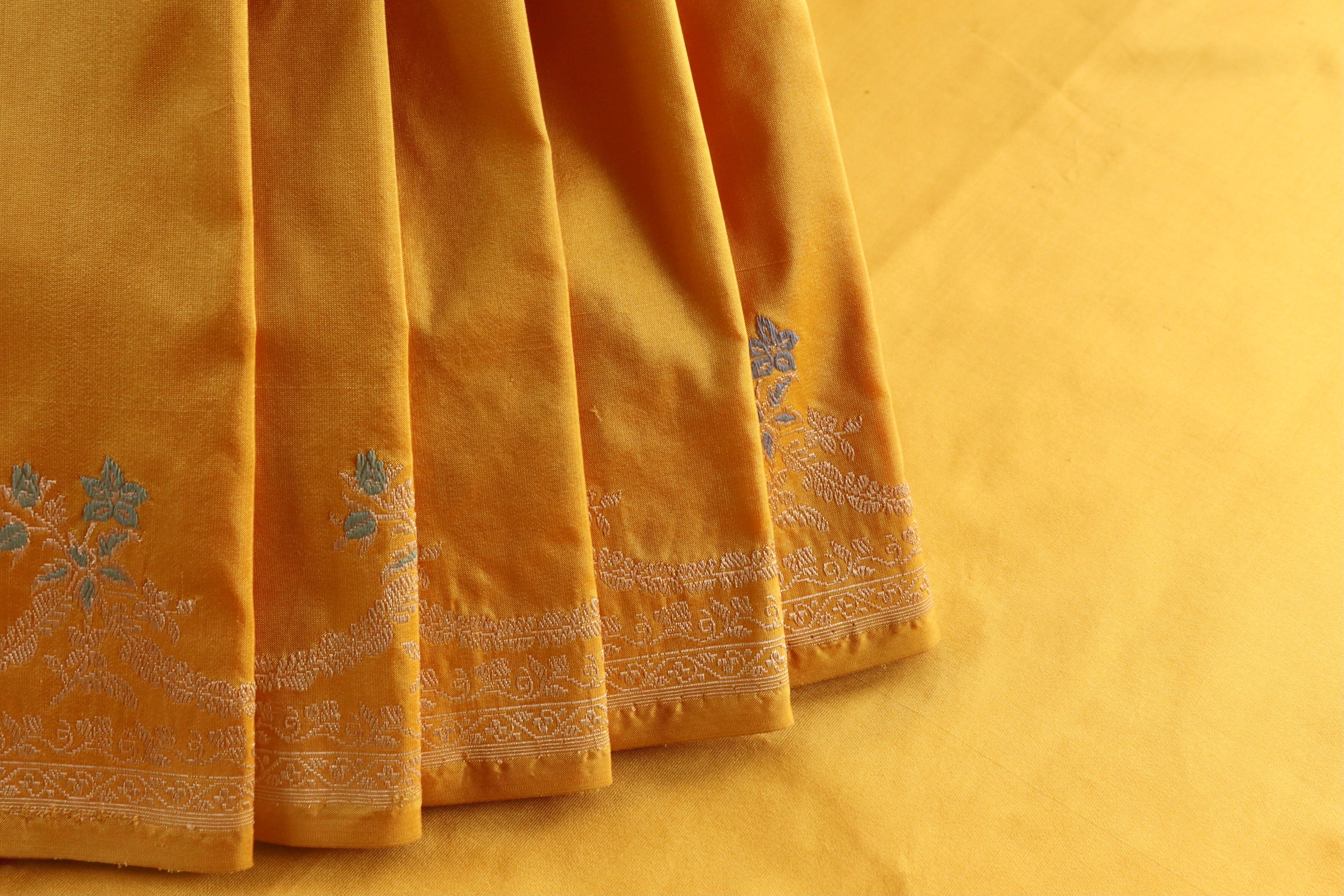 Yellow Meenadar Pure Silk Handloom Banarasi Saree