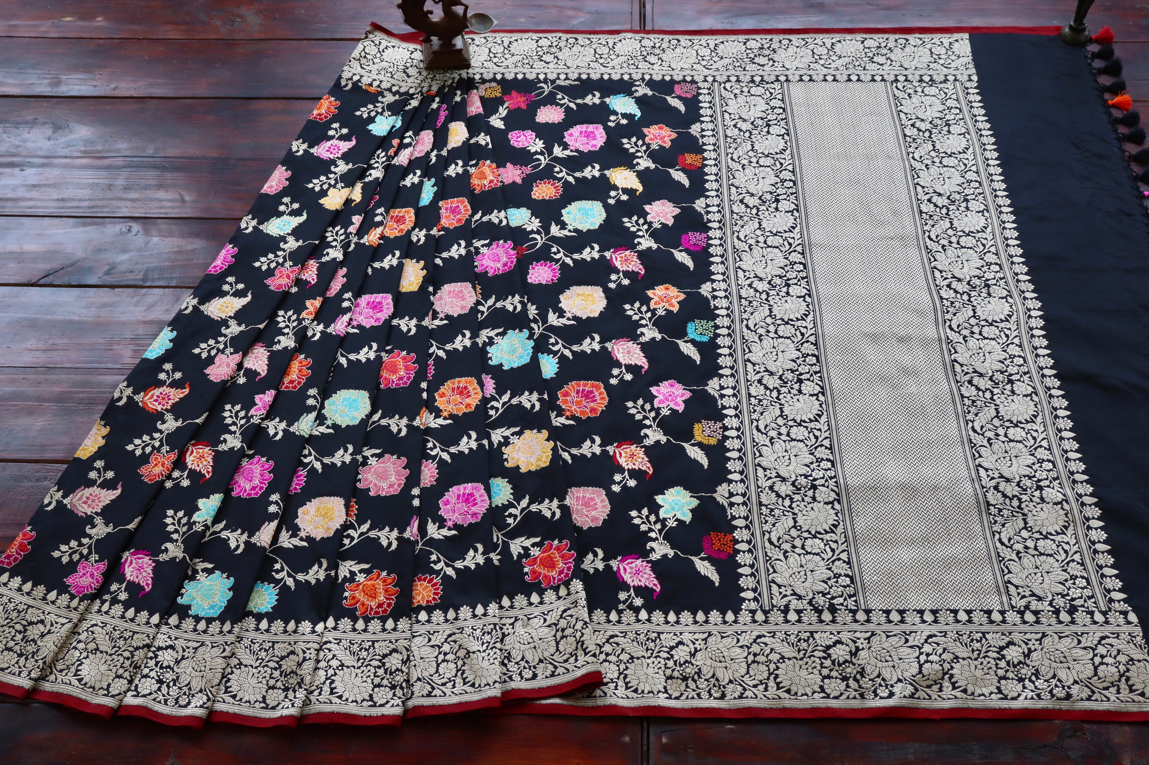 Black Kimkhab Pure Silk Handloom Banarasi Saree