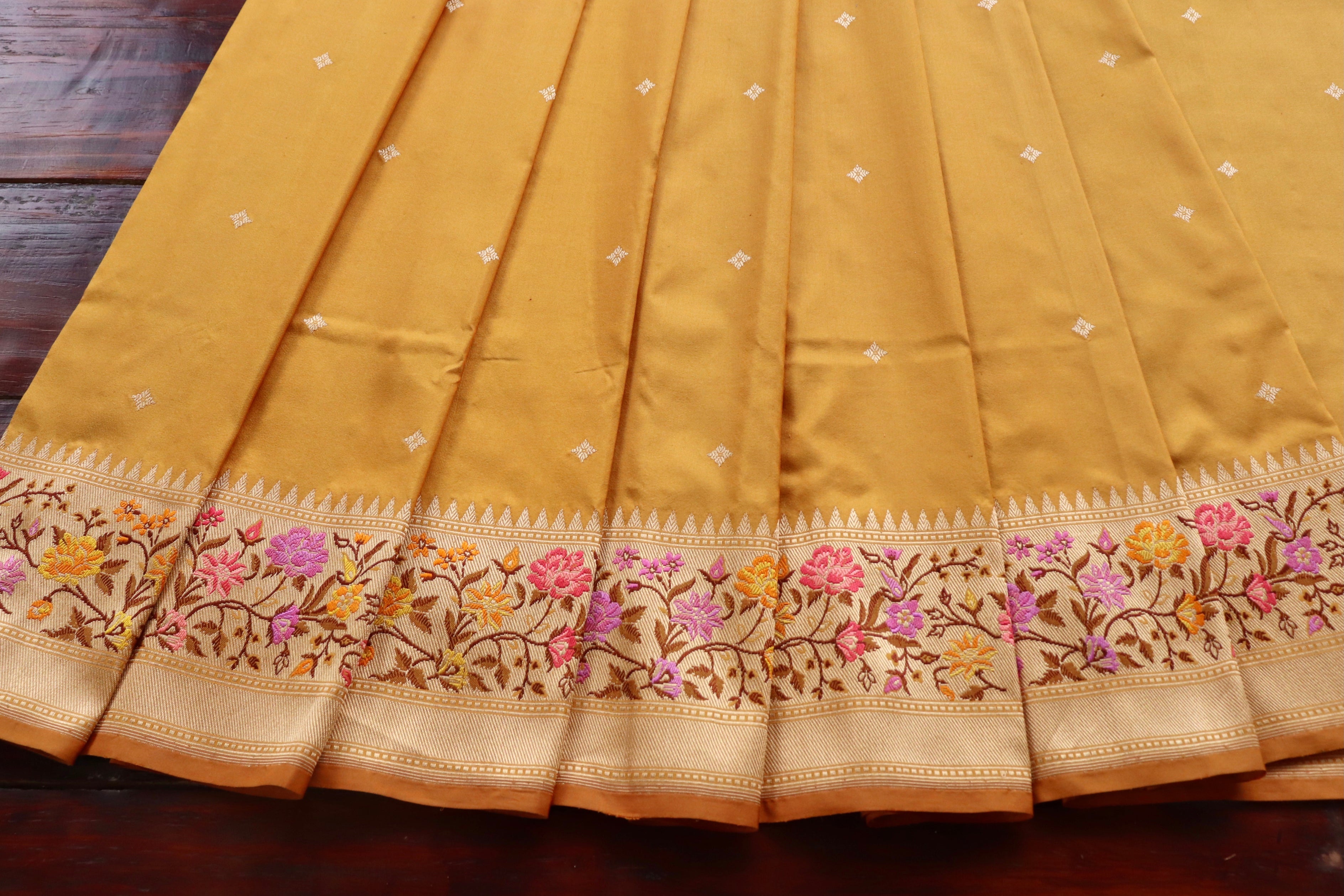 Yellow Meenadar Kadhua  Pure Silk Handloom Banarasi Saree
