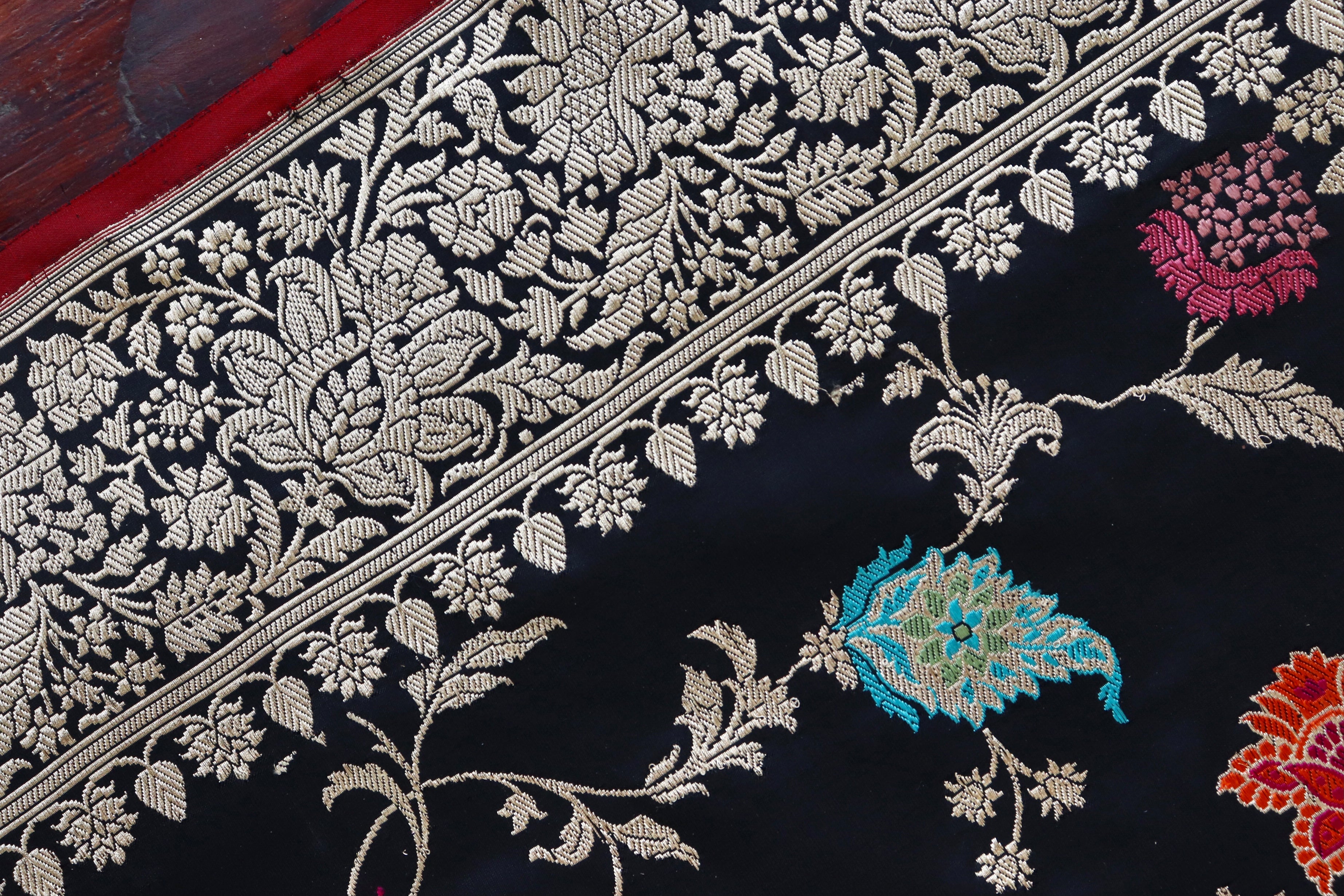 Black Kimkhab Pure Silk Handloom Banarasi Saree