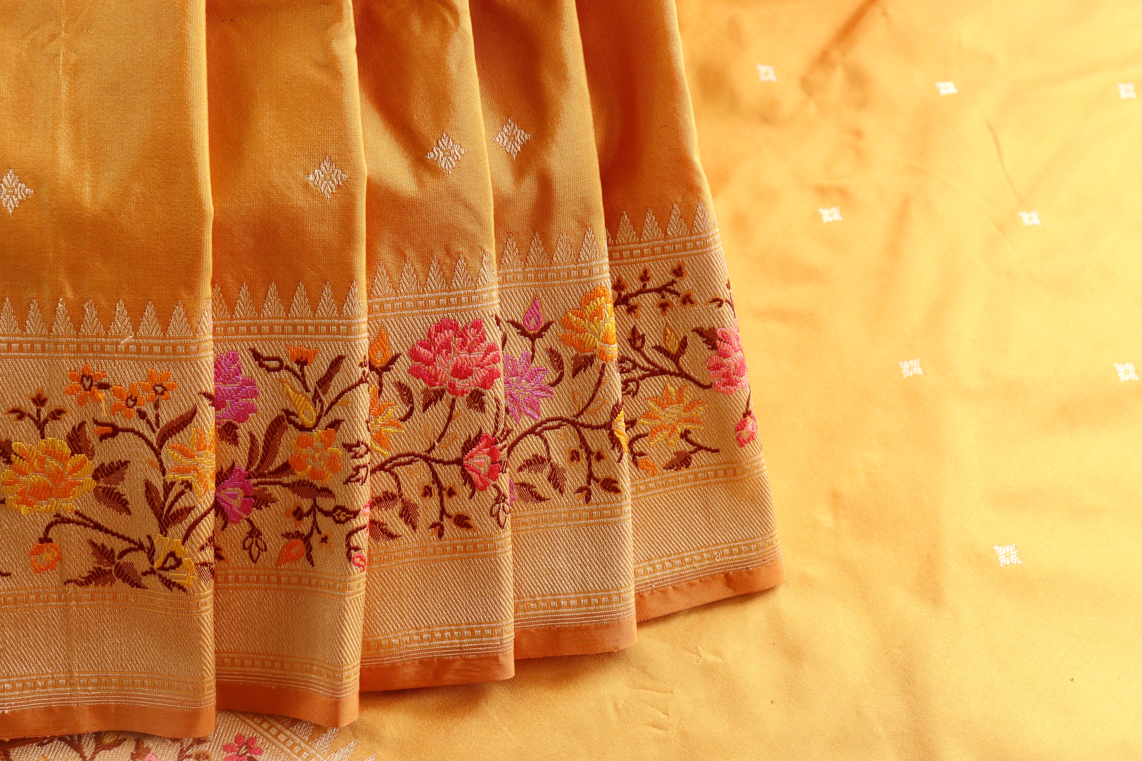 Yellow Meenadar Kadhua  Pure Silk Handloom Banarasi Saree