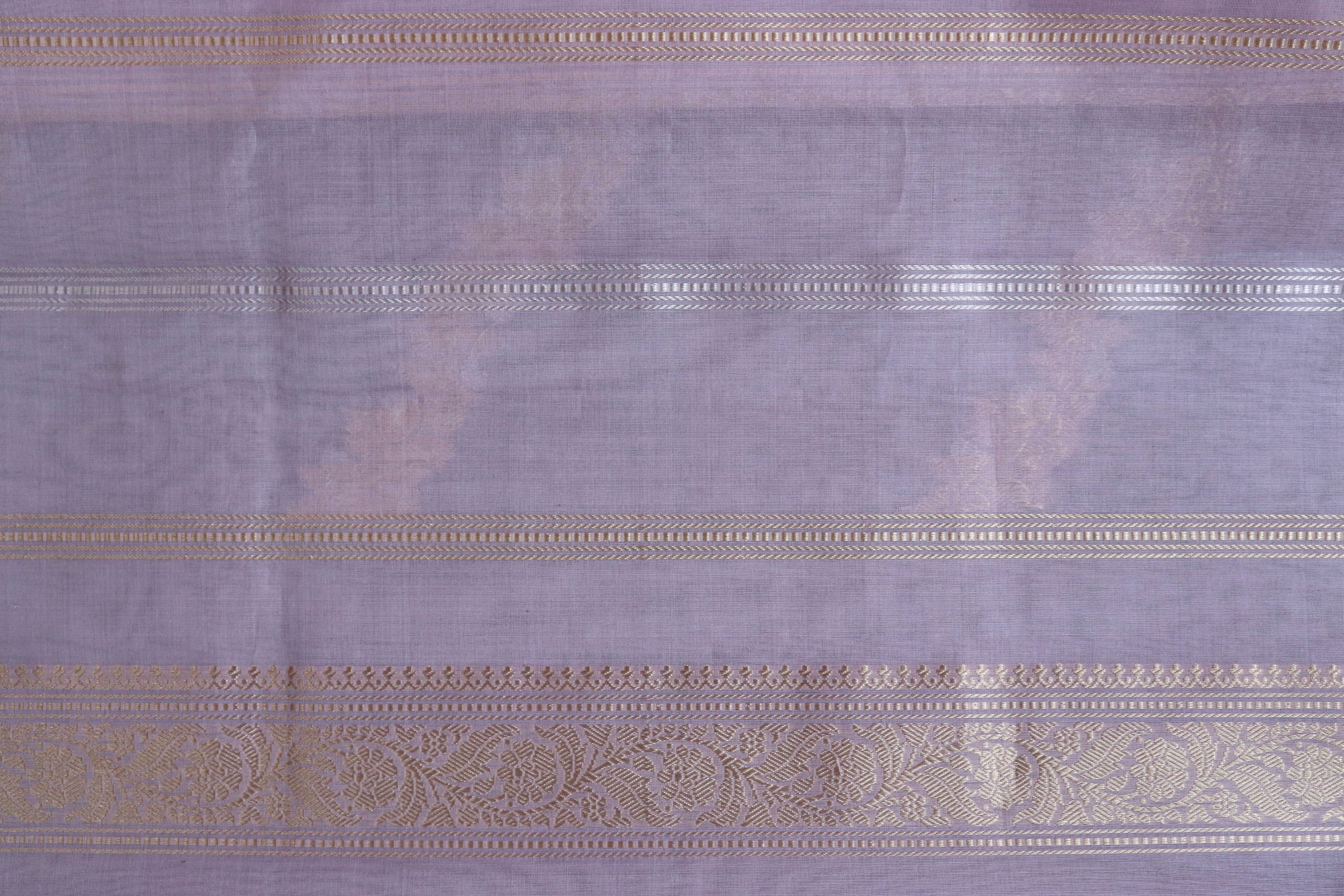 Lilac Aada Jangla Pure Katan Silk Banarasi Saree