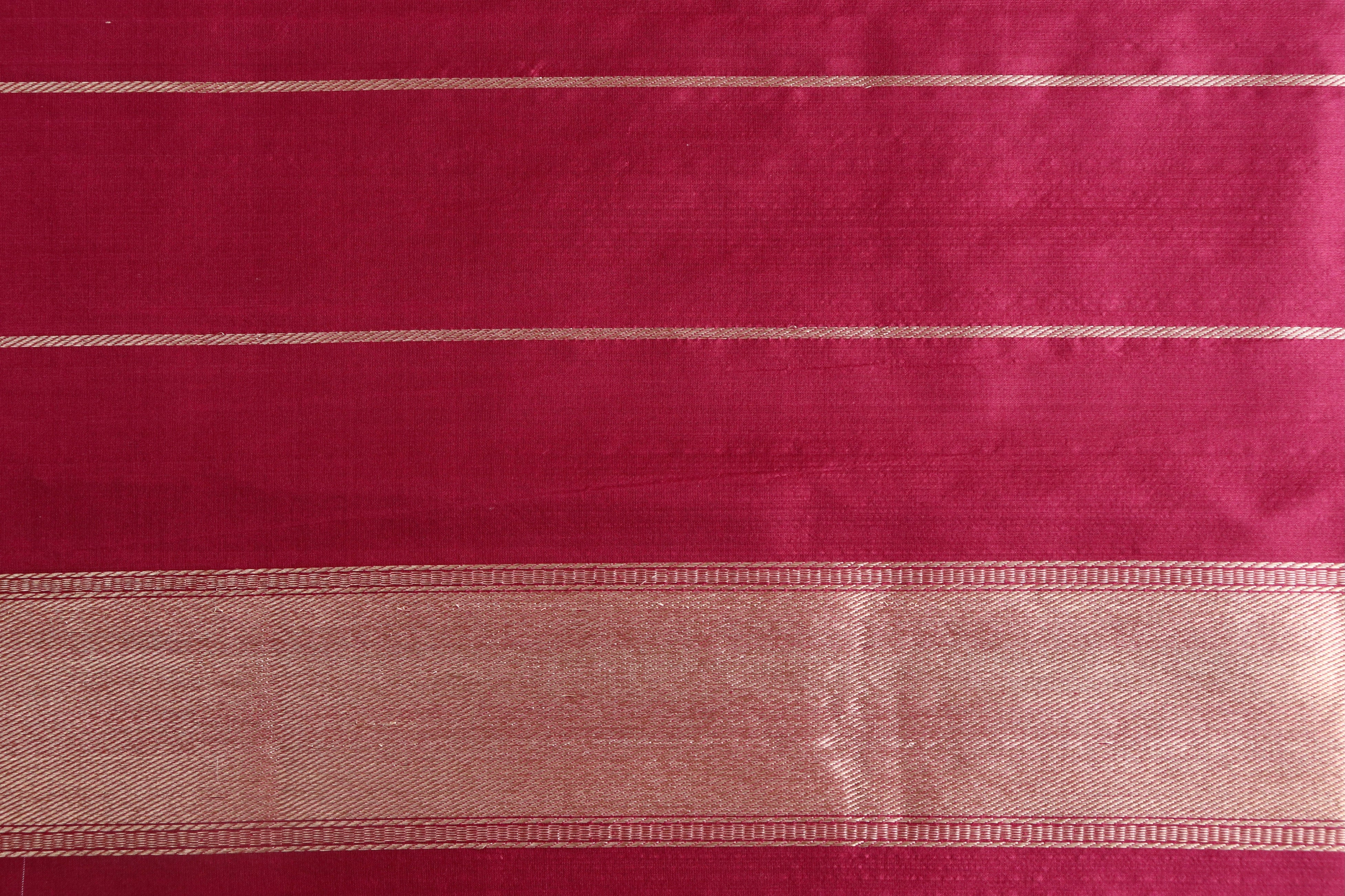 Burgundy Floral Border Pure Silk Handloom Banarasi Saree