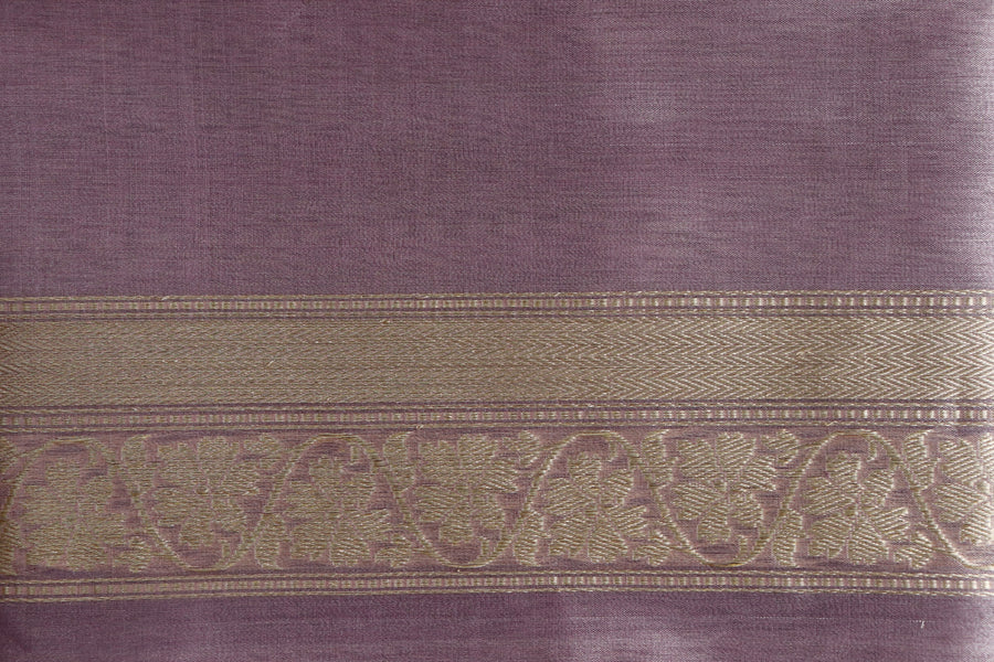 Lilac Guldasta Motif Pure Kora Silk Saree | Stuti Weaves