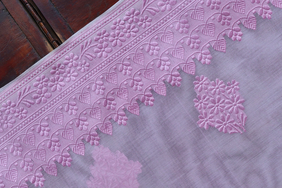 Blouse piece for Pink Resham Kadhua Kora saree