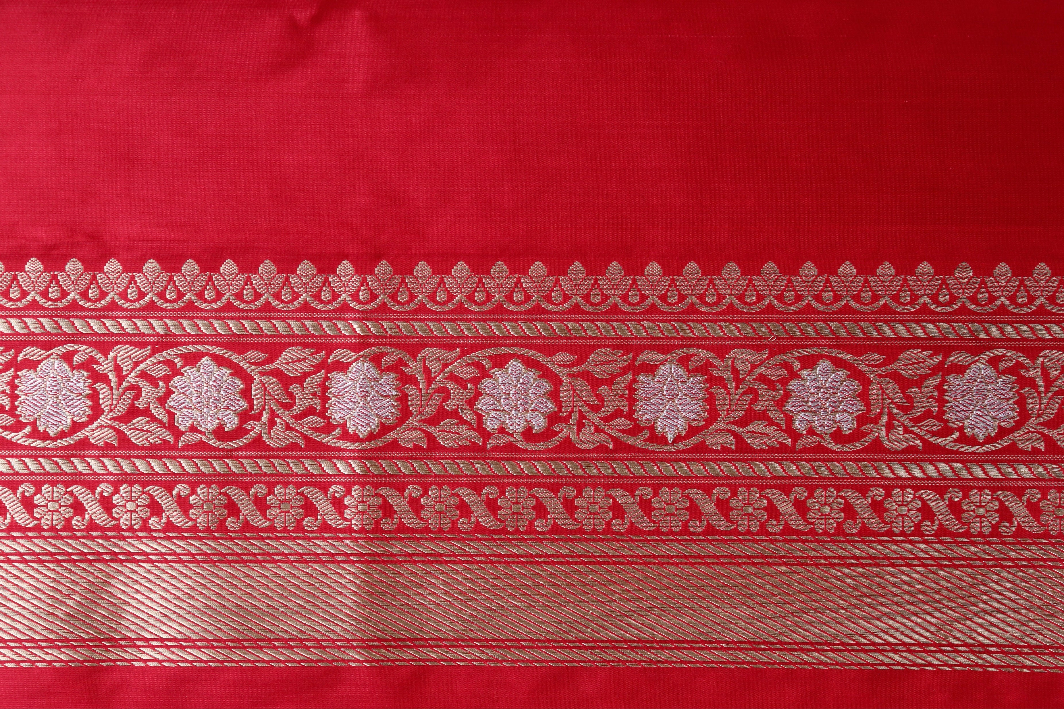 Classic Red Kadhua Phool Jangla Katan Silk Saree