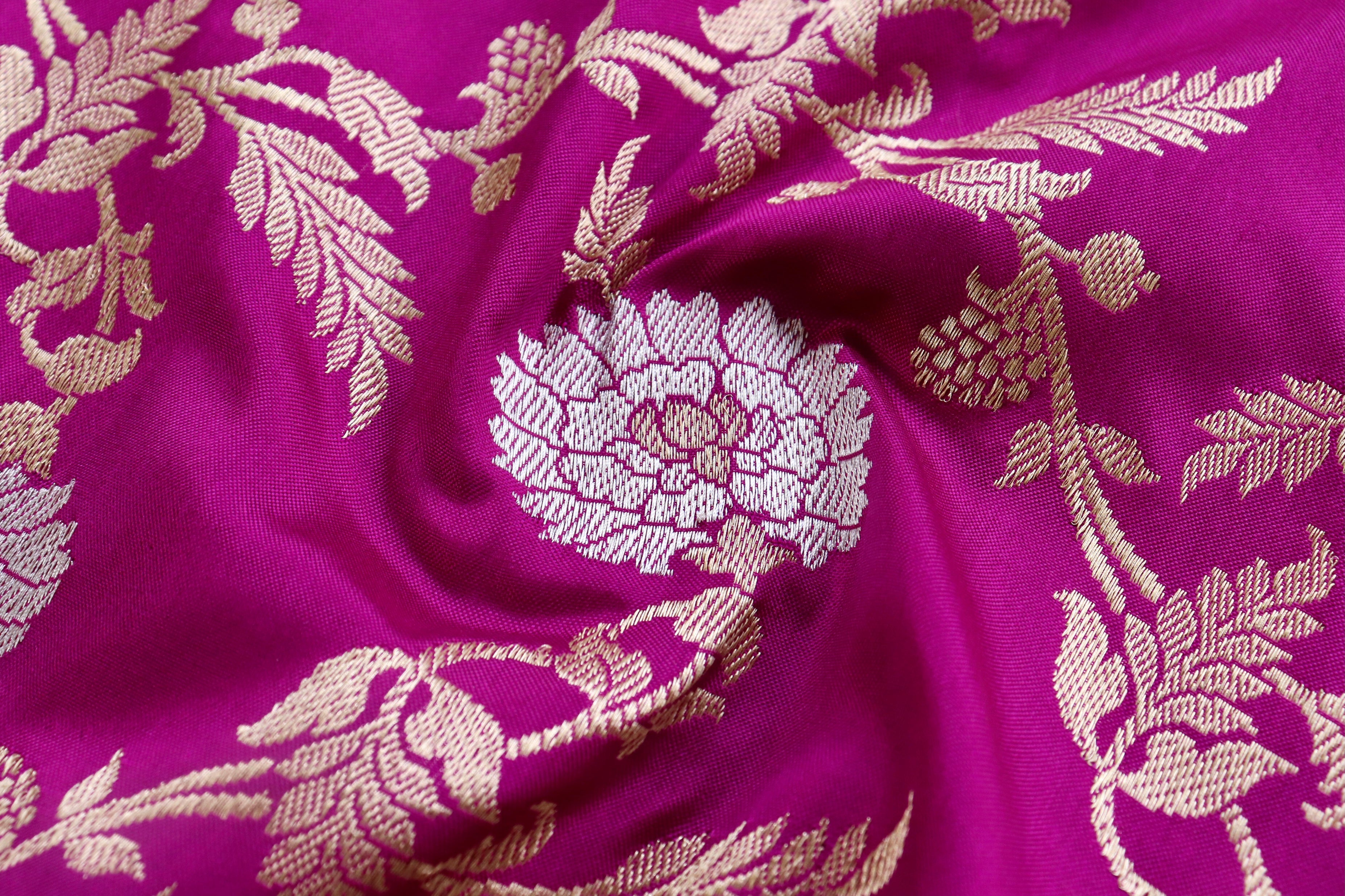Purple Pink Pure Silk Handloom Banarasi Dupatta