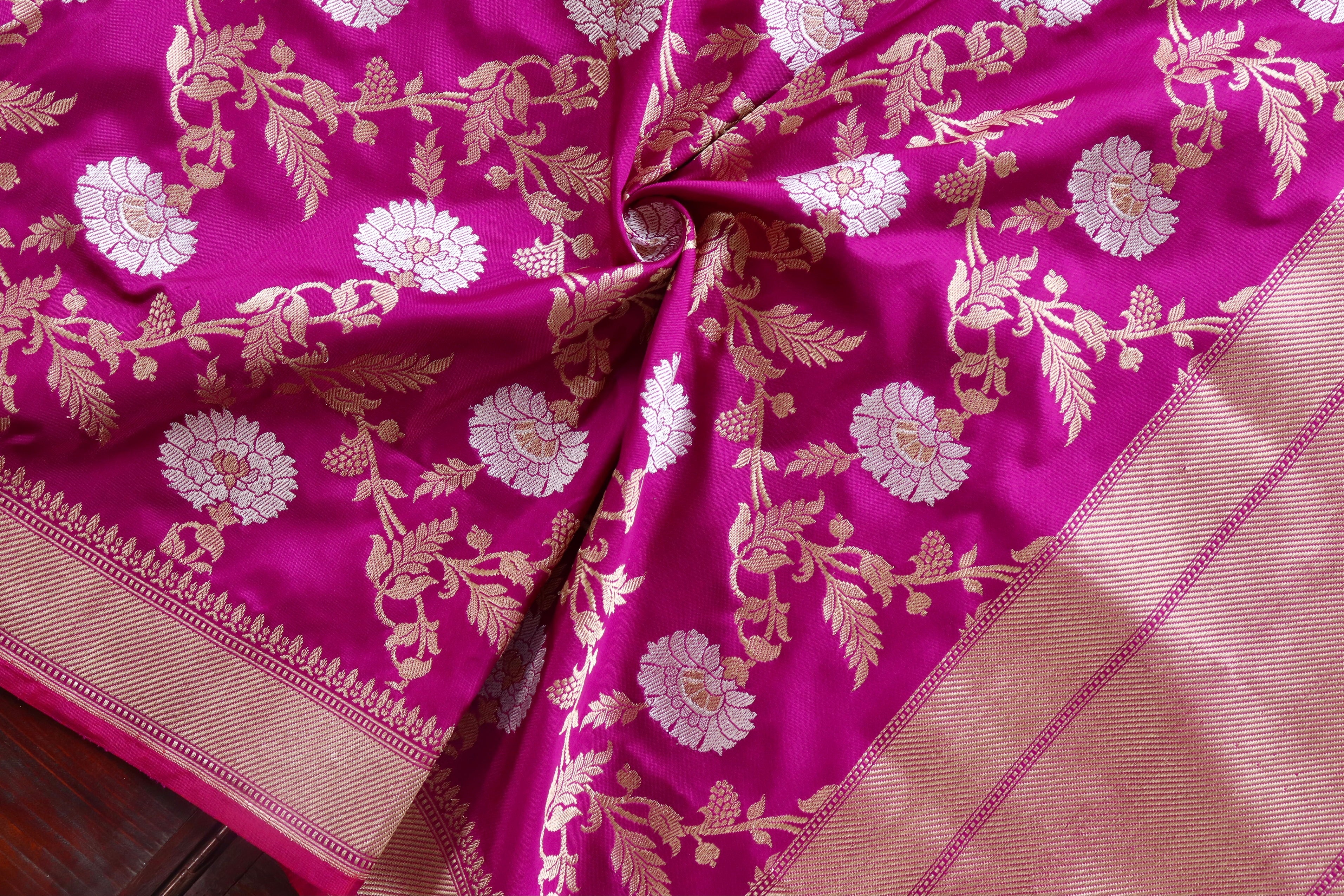 Purple Pink Pure Silk Handloom Banarasi Dupatta