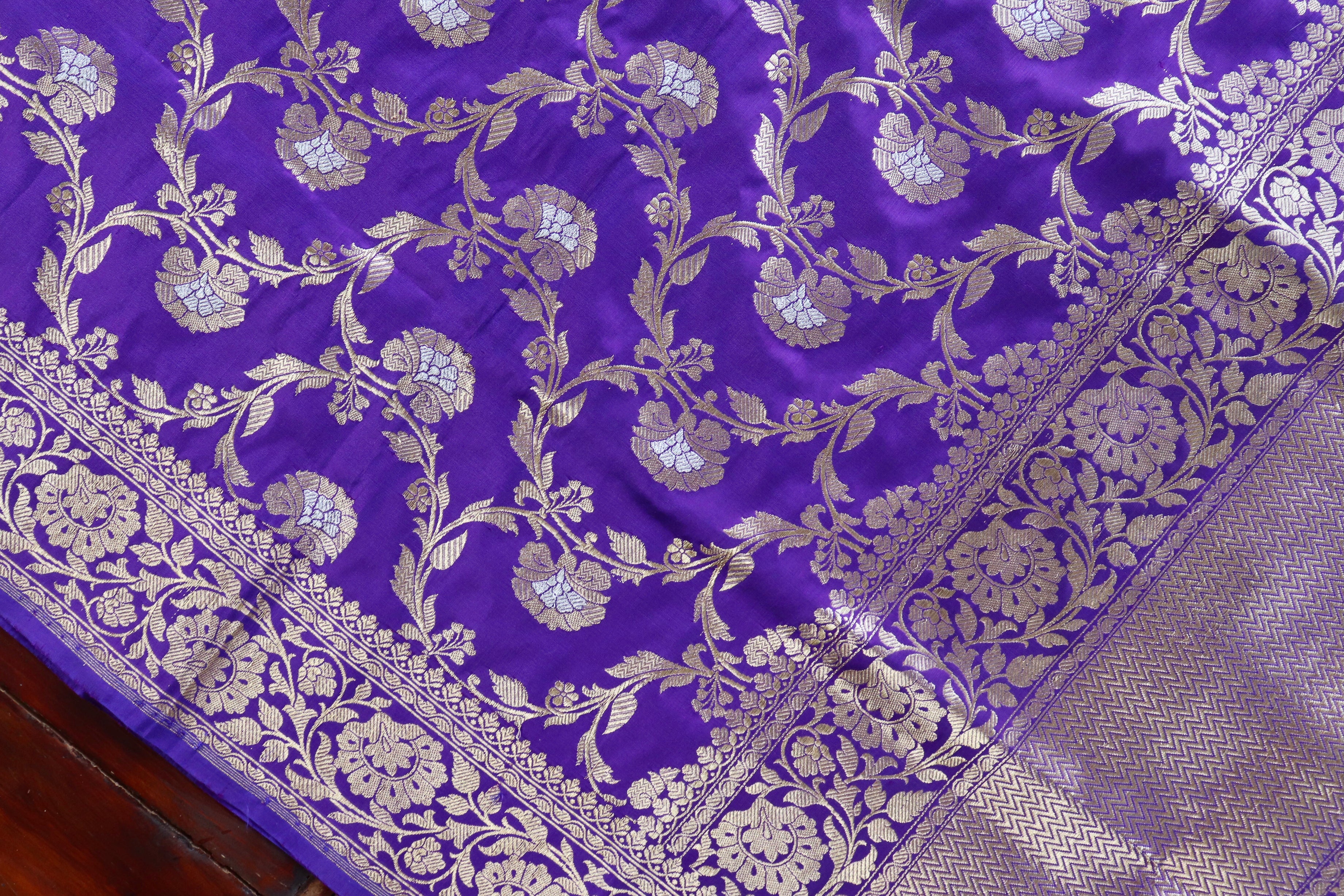 Violet Jangla Pure Silk Handloom Banarasi Dupatta