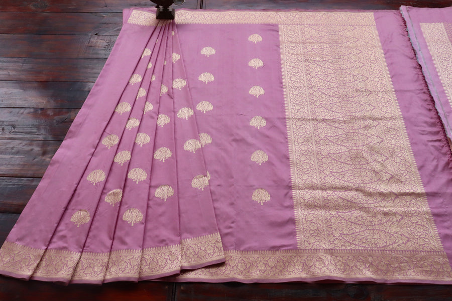 Pink Kadhua Motif Pure Silk Handloom Banarasi Saree