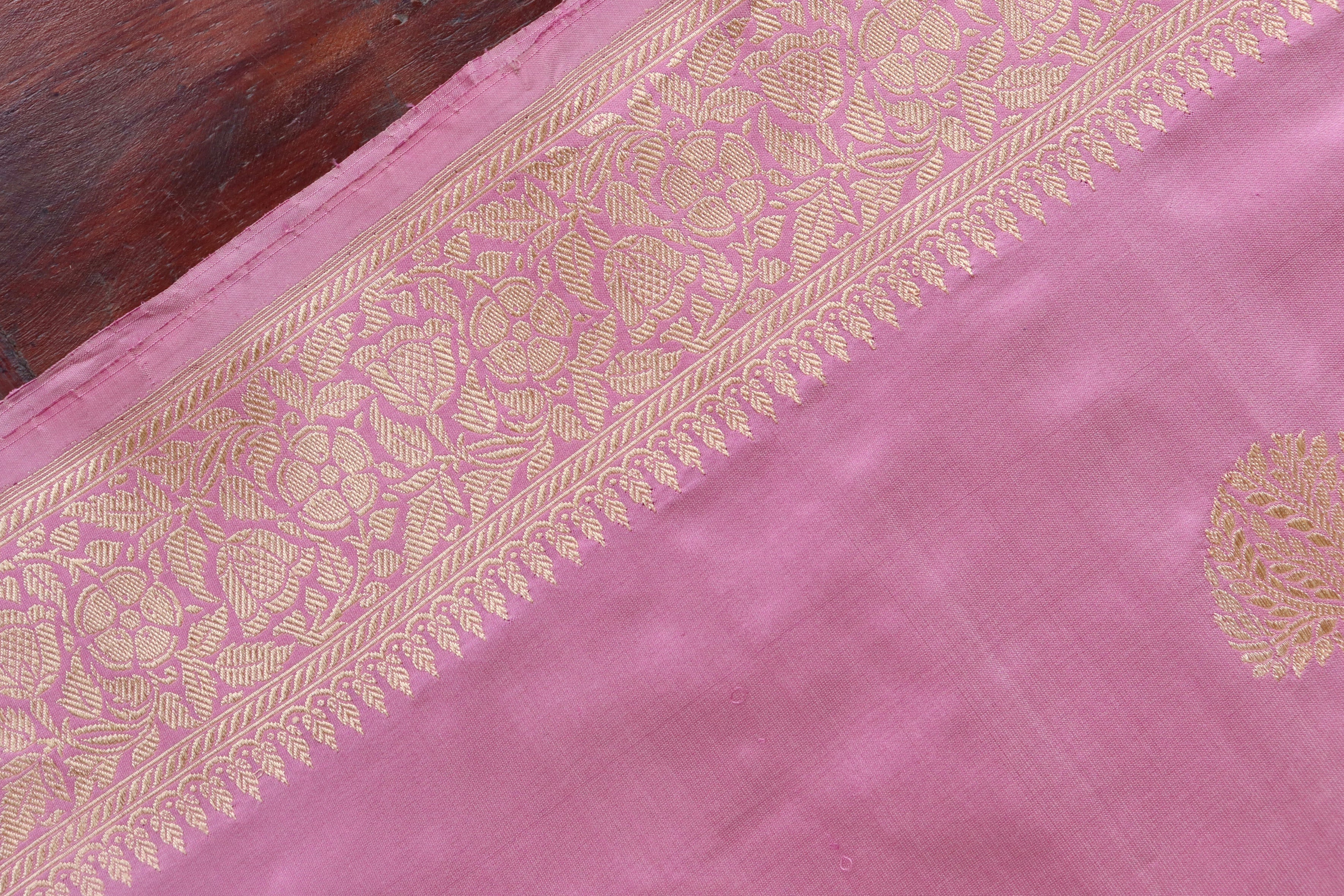 Pink Kadhua Motif Pure Silk Handloom Banarasi Saree