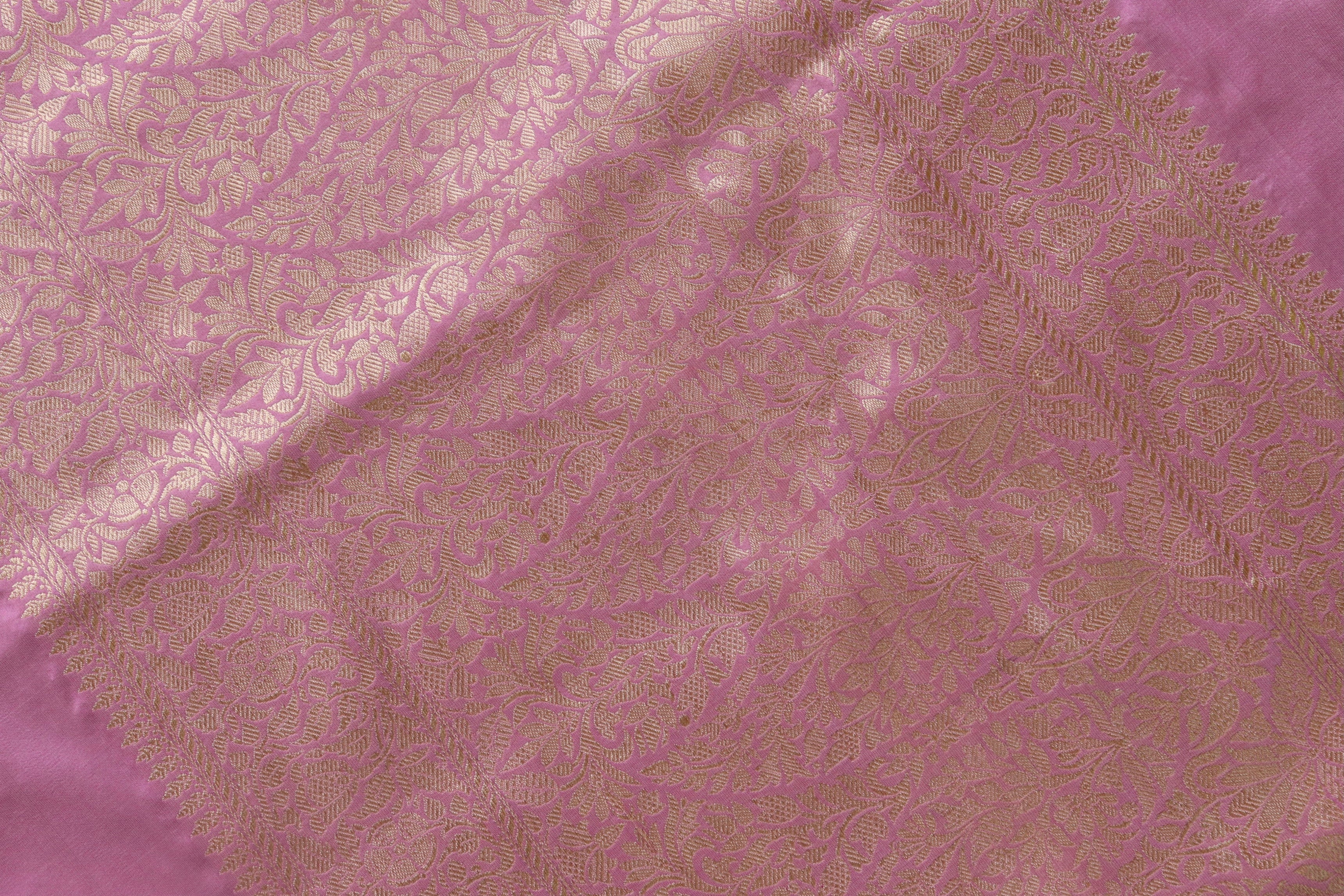 Pink Kadhua Motif Pure Silk Handloom Banarasi Saree