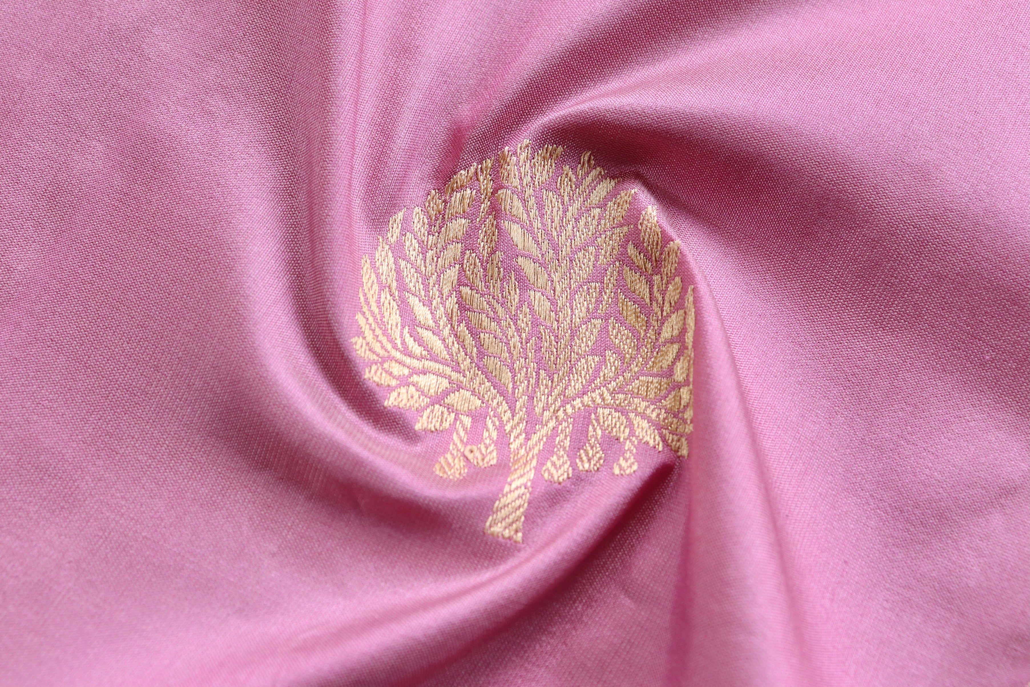 Pink Kadhua Motif Pure Silk Handloom Banarasi Saree