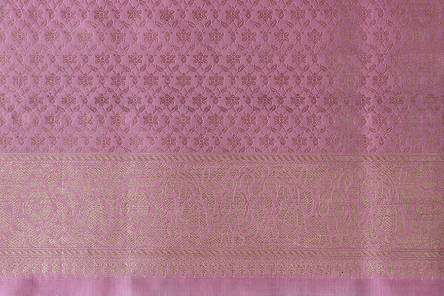 Pink Kadhua Motif Pure Silk Handloom Banarasi Saree