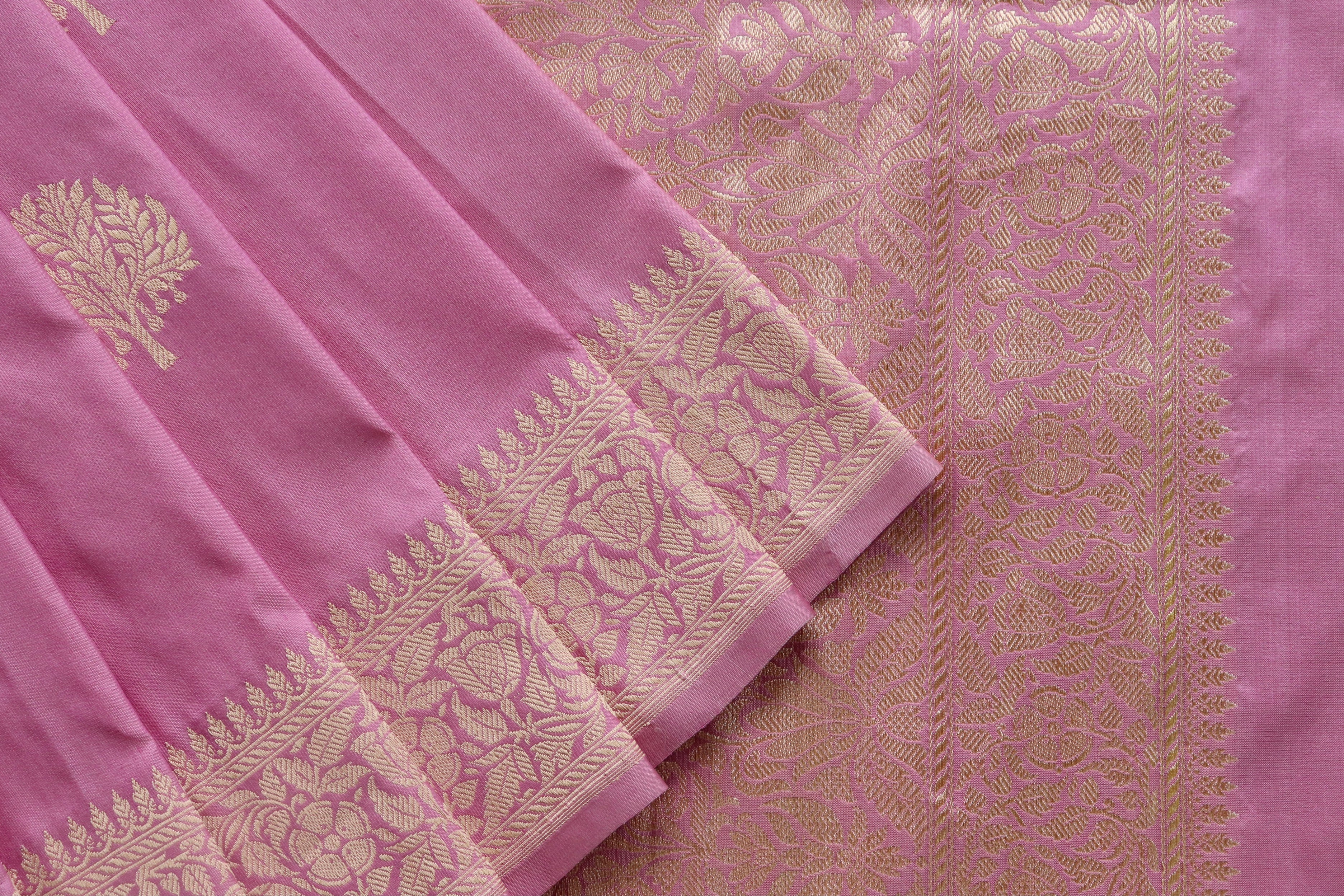 Pink Kadhua Motif Pure Silk Handloom Banarasi Saree