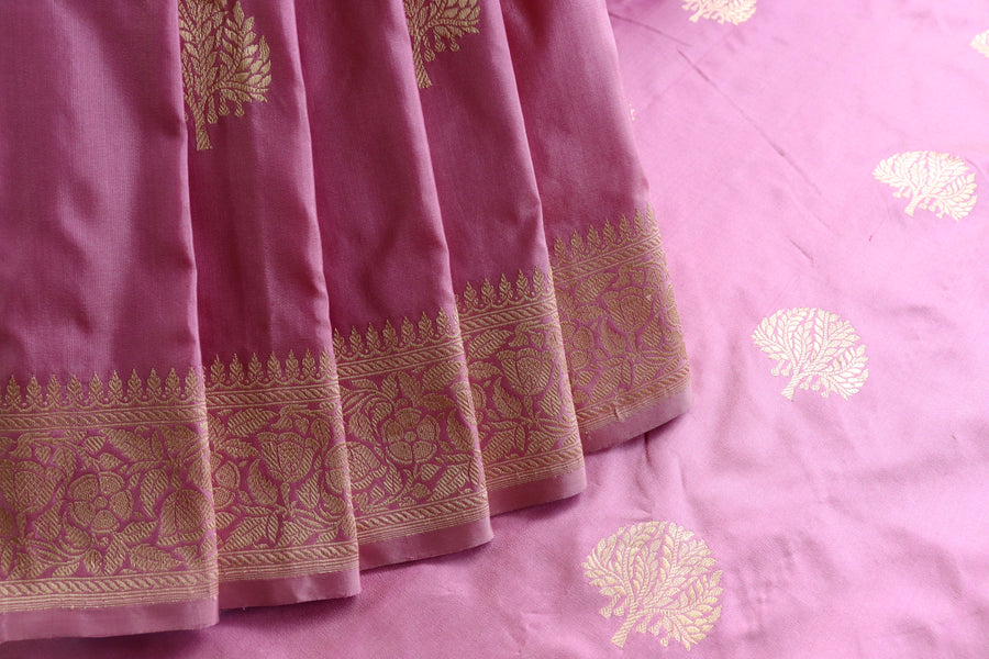 Pink Kadhua Motif Pure Silk Handloom Banarasi Saree