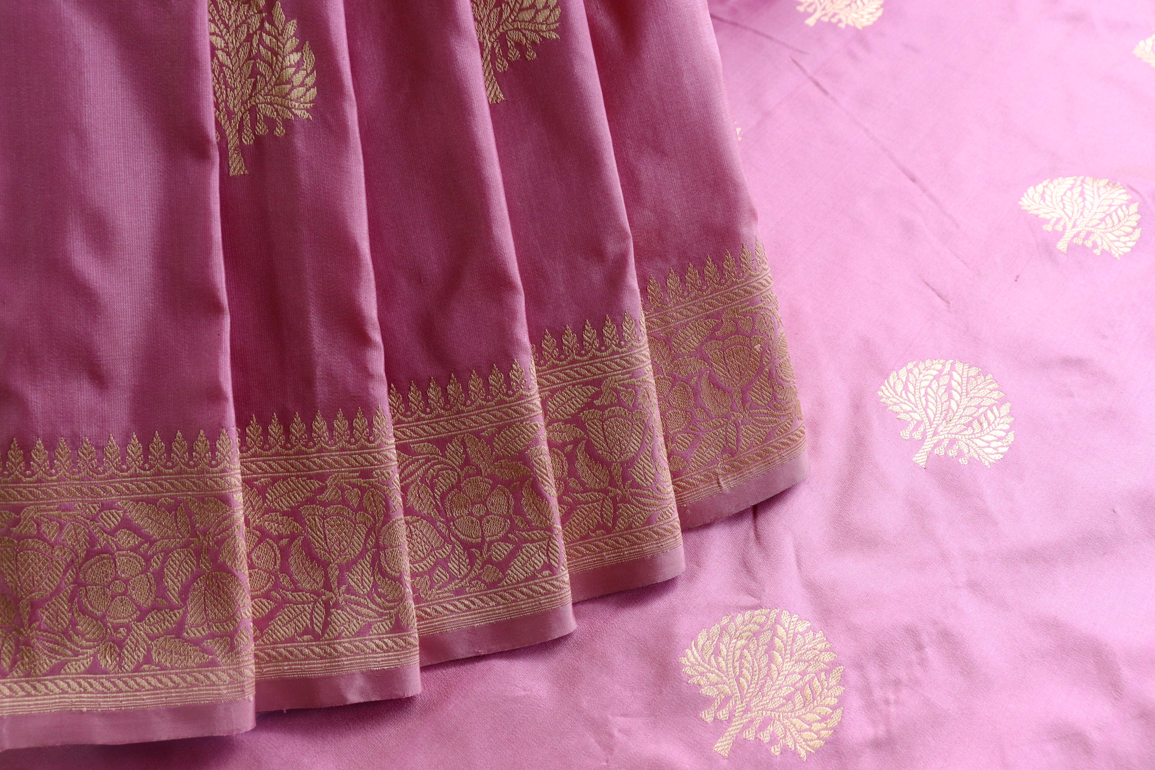 Pink Kadhua Motif Pure Silk Handloom Banarasi Saree