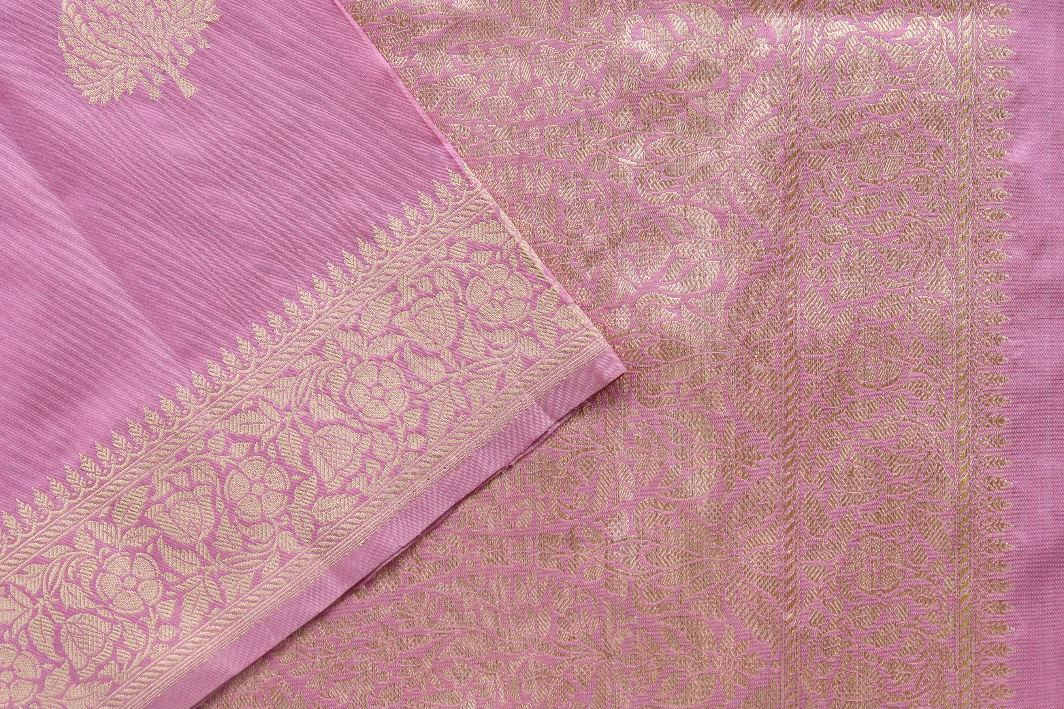 Pink Kadhua Motif Pure Silk Handloom Banarasi Saree