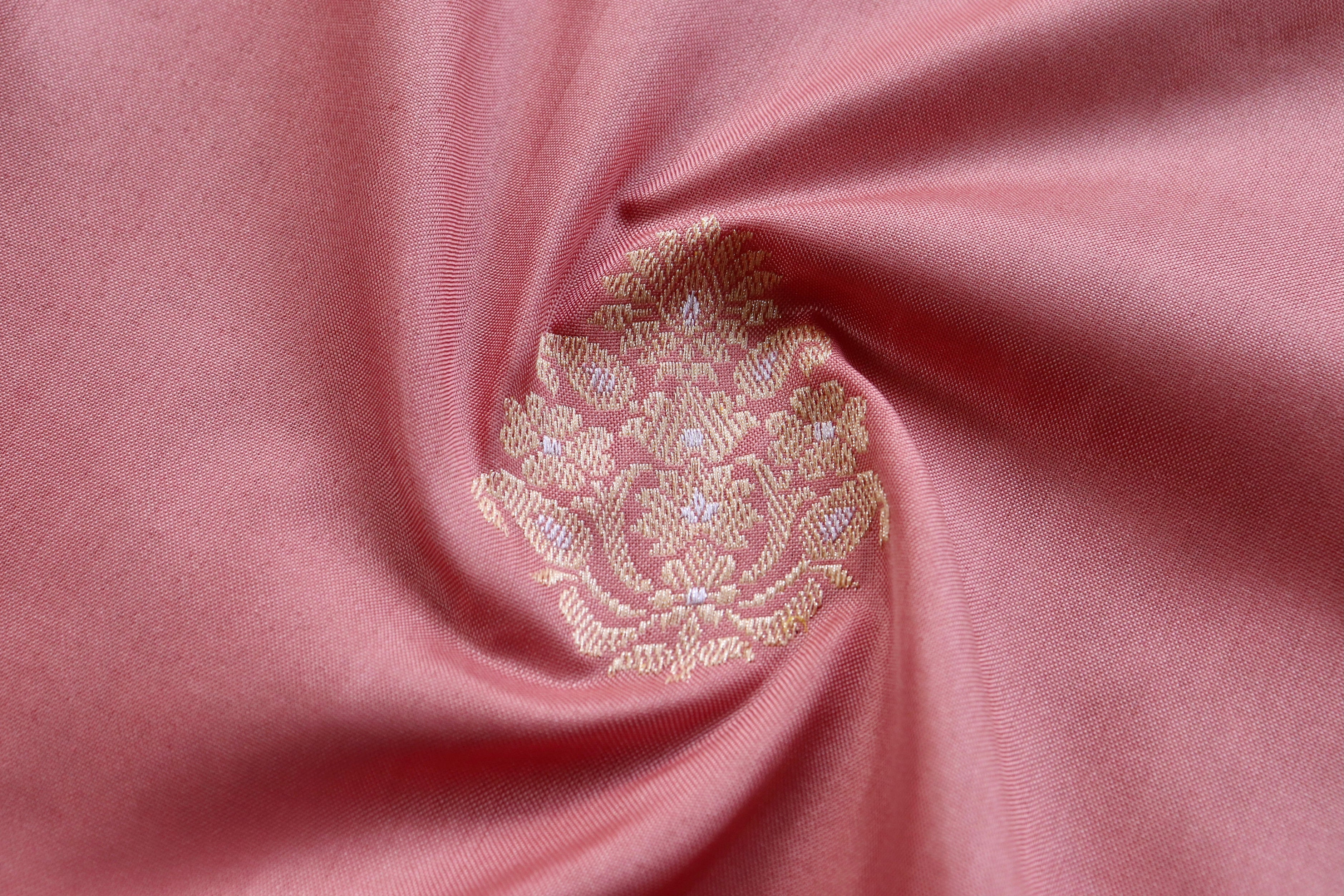 Rose Pink Kadhua Motif Pure Silk Handloom Banarasi Saree