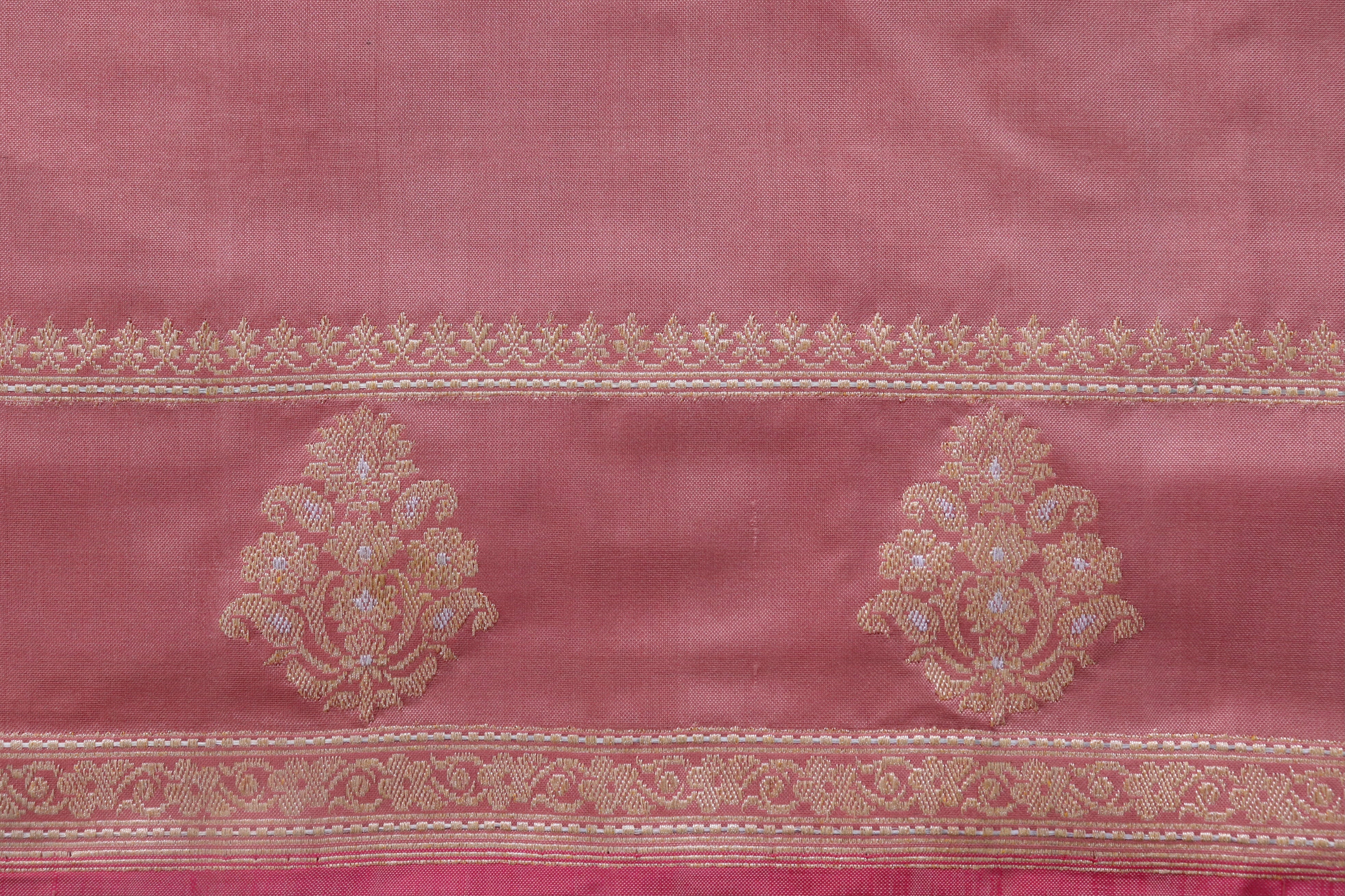 Rose Pink Kadhua Motif Pure Silk Handloom Banarasi Saree