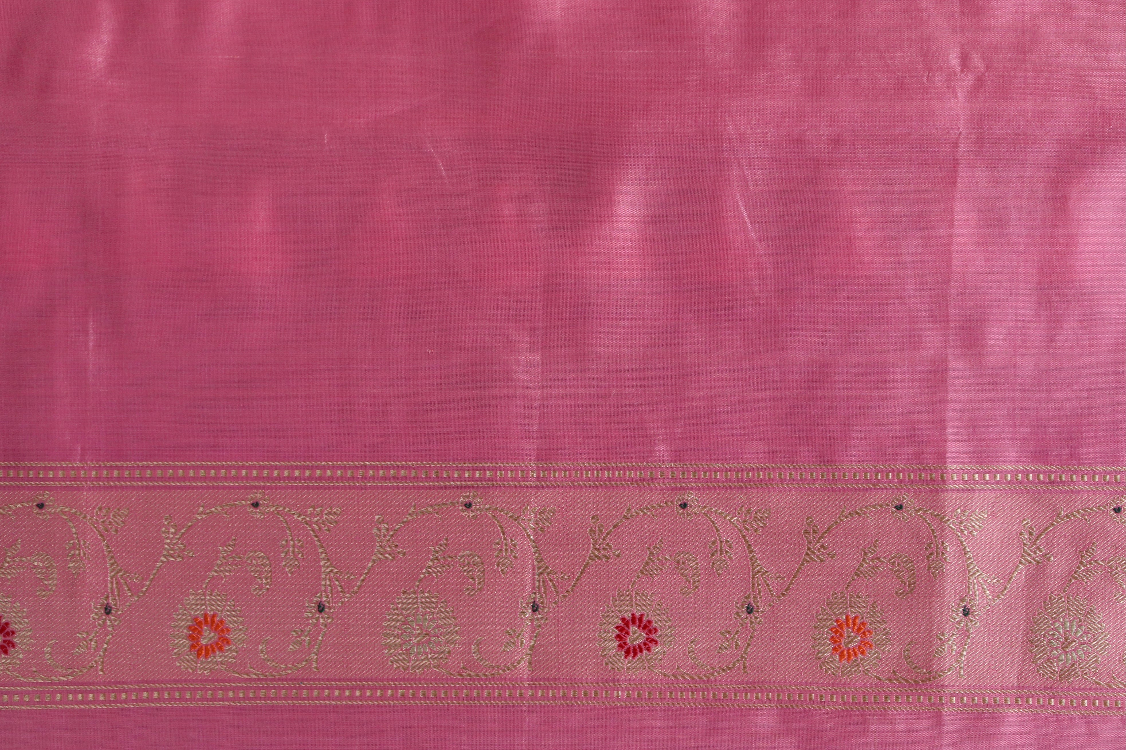 Sea Green & Pink Sona Rupa Motif Pure Silk Handloom Banarasi Saree