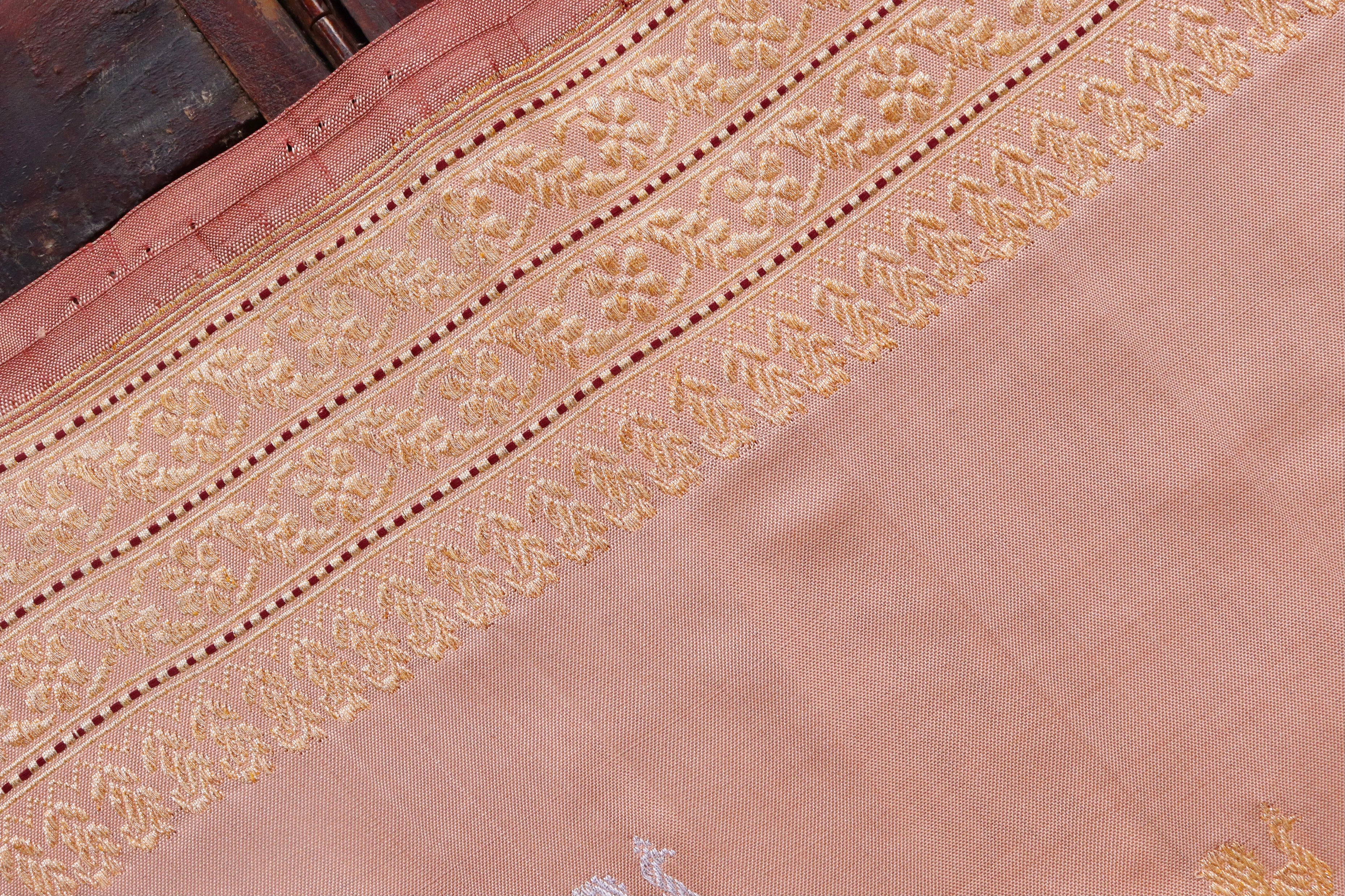 Sandalwood Peacock Motif Pure Silk Handloom Banarasi Saree