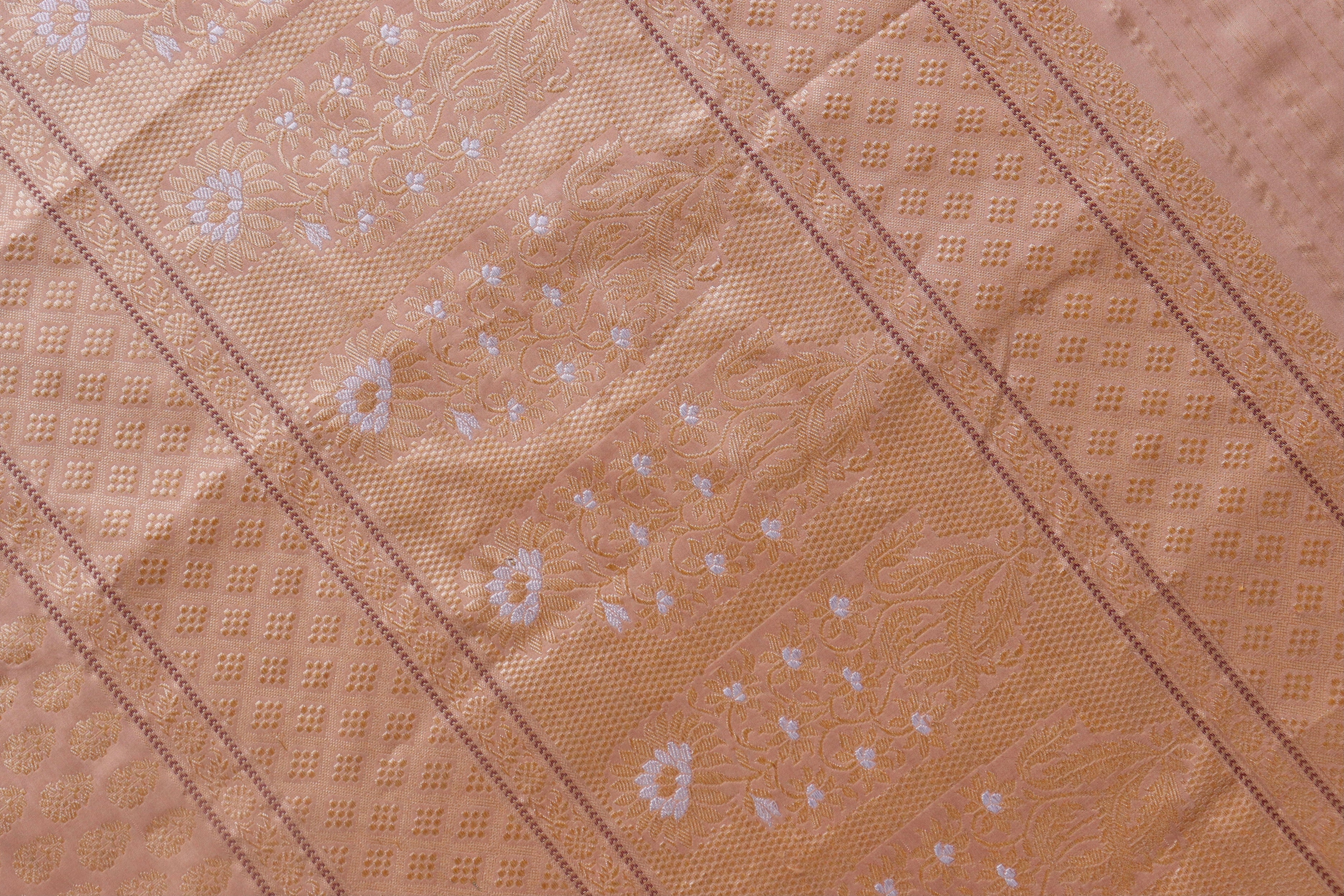 Sandalwood Peacock Motif Pure Silk Handloom Banarasi Saree