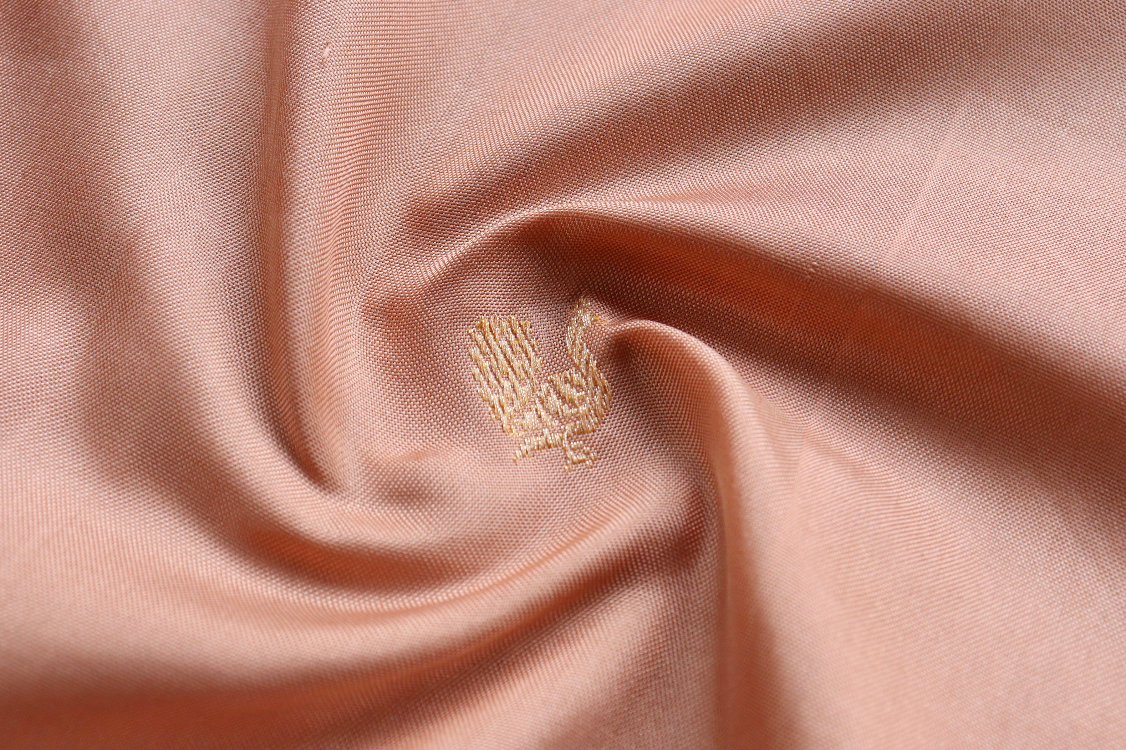 Sandalwood Peacock Motif Pure Silk Handloom Banarasi Saree