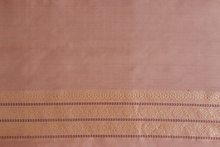 Sandalwood Peacock Motif Pure Silk Handloom Banarasi Saree