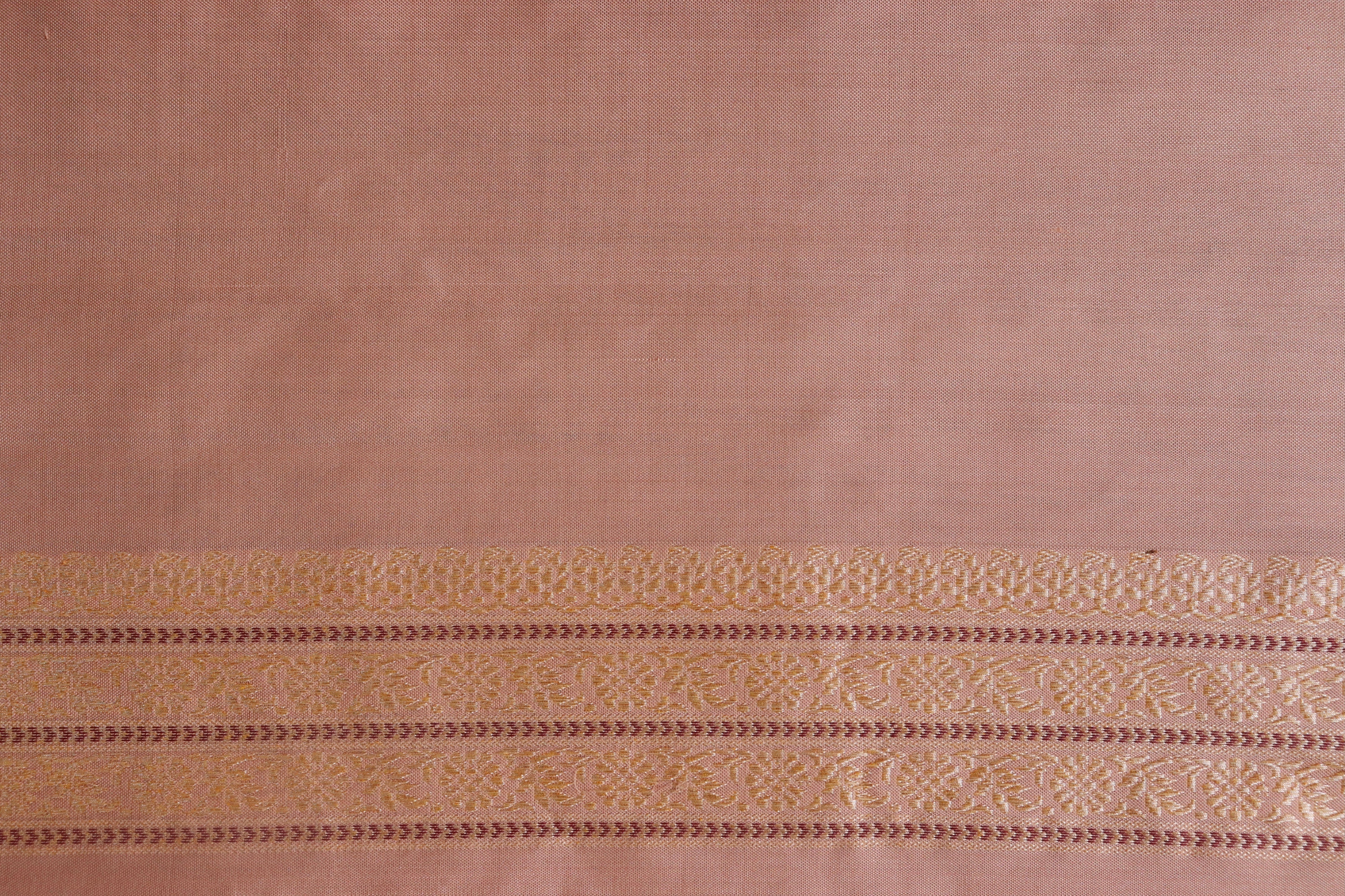 Sandalwood Peacock Motif Pure Silk Handloom Banarasi Saree