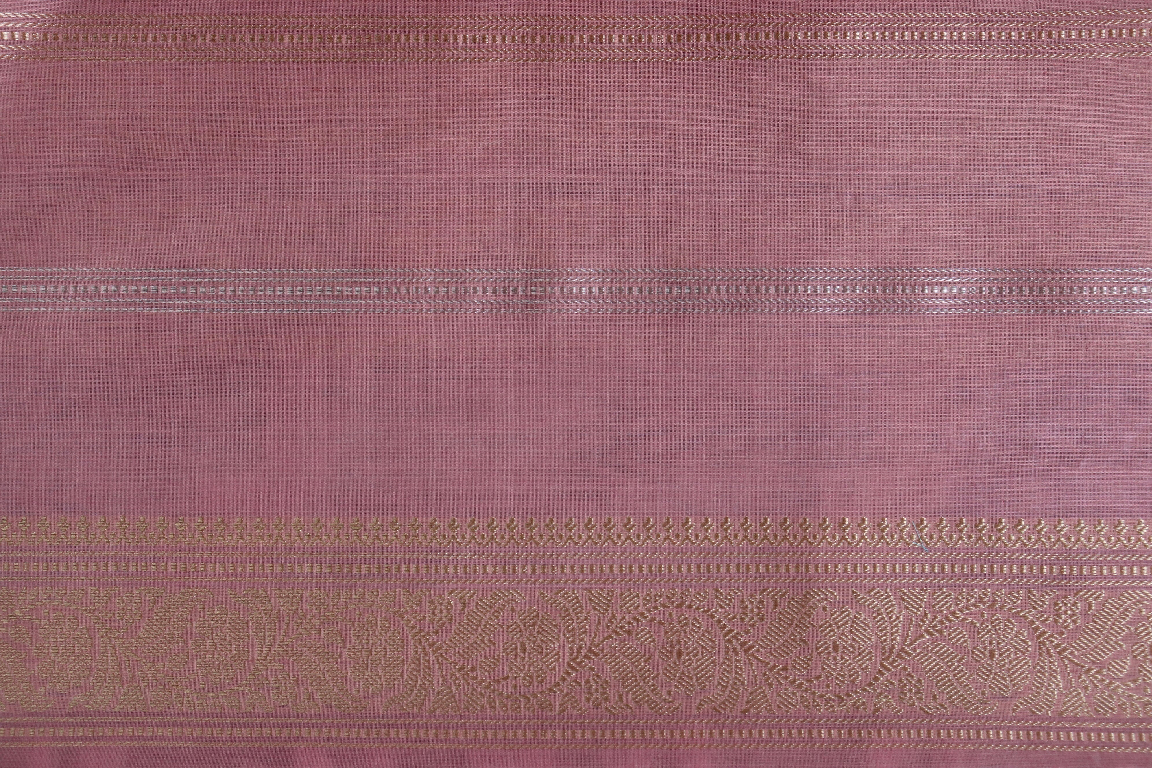 Pink Aada Jangla Pure Kora Silk Banarasi Saree