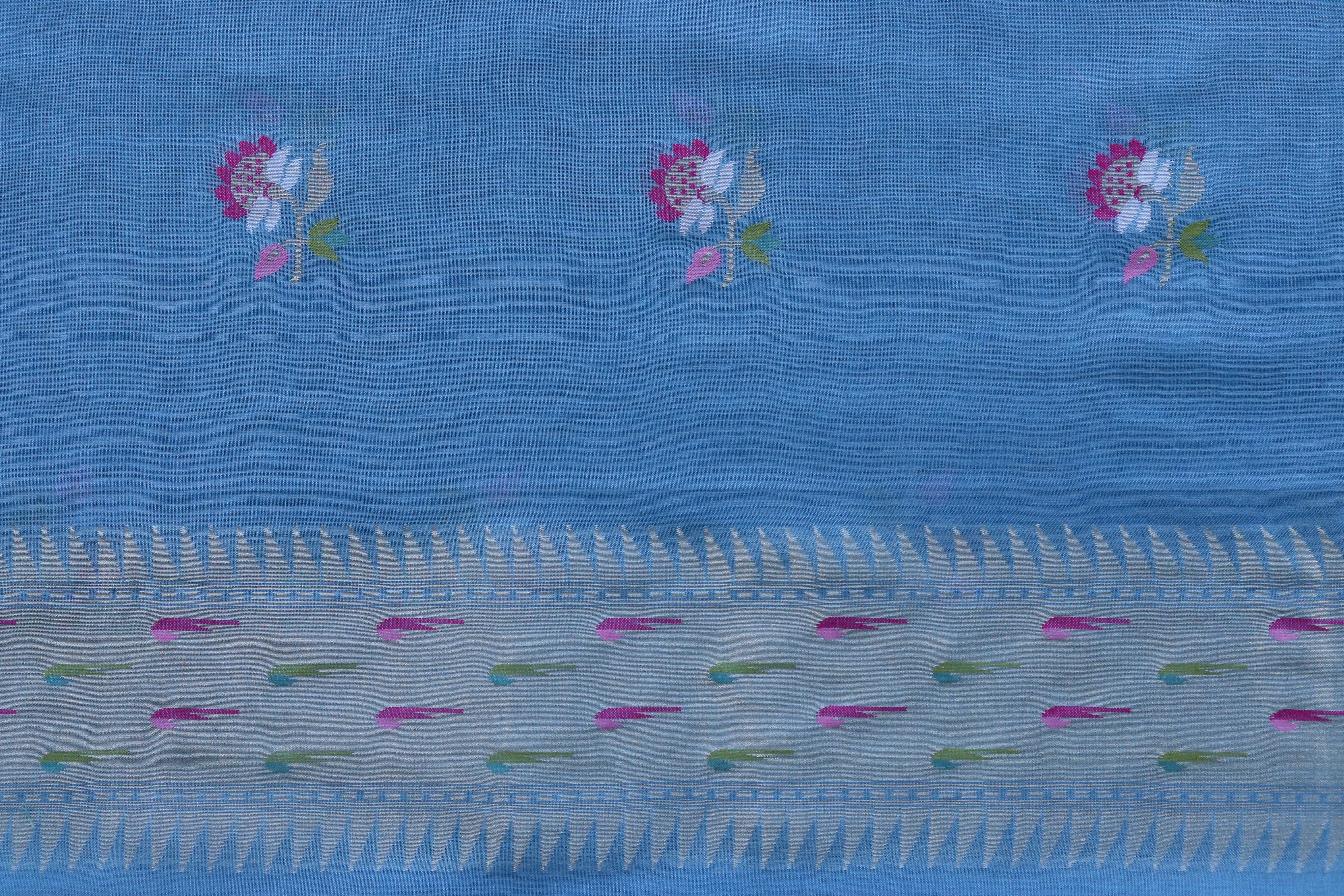 Blue Cotton Handloom Banarasi Suit Set